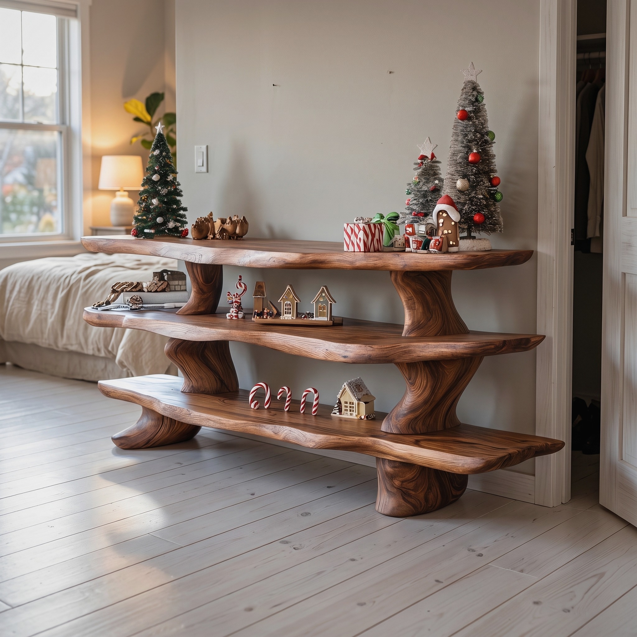 Mid Century Solid Wood TV Console for Holiday Bedroom Decor
