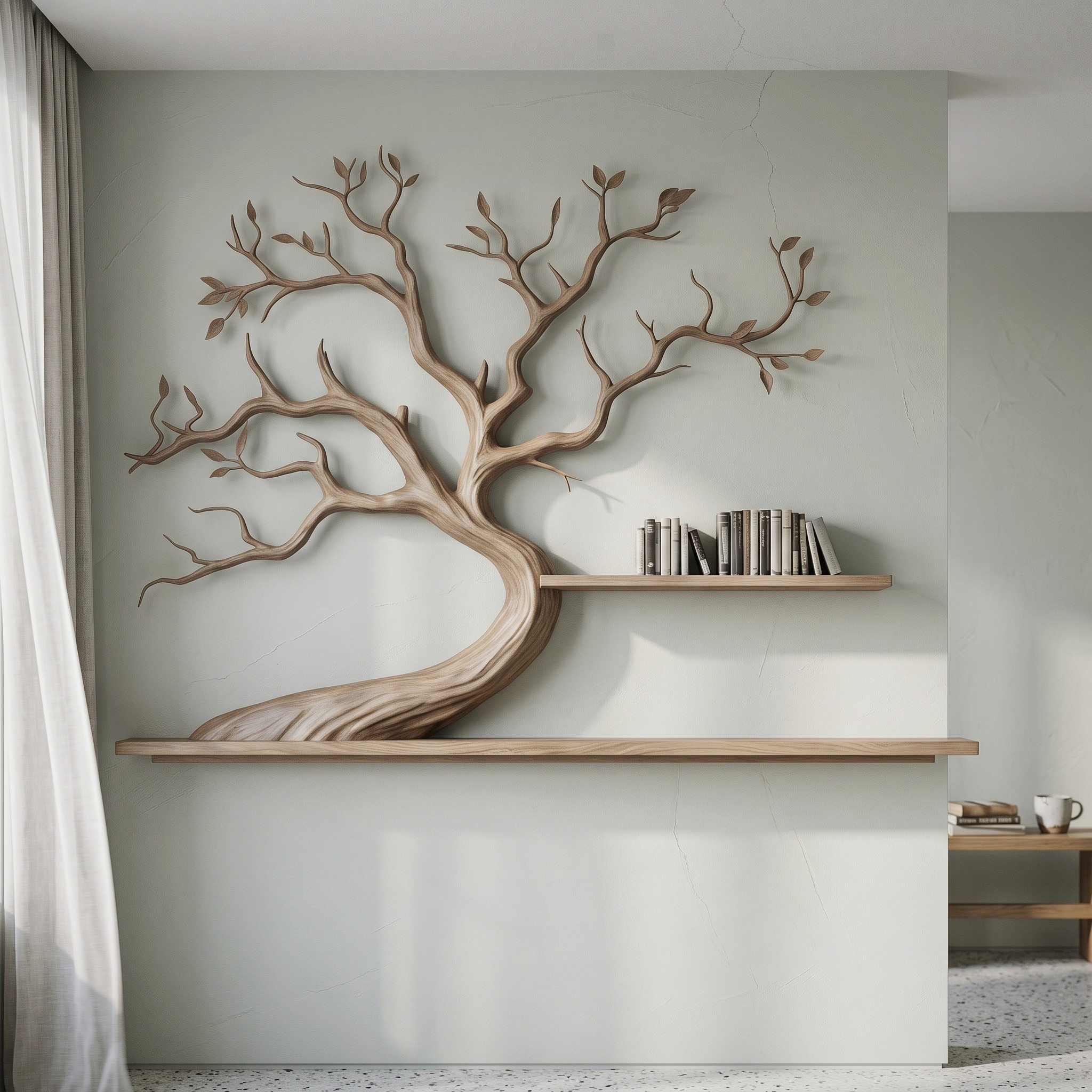 Mid Century Tree Branch Bookshelf Bedroom Wall Decor