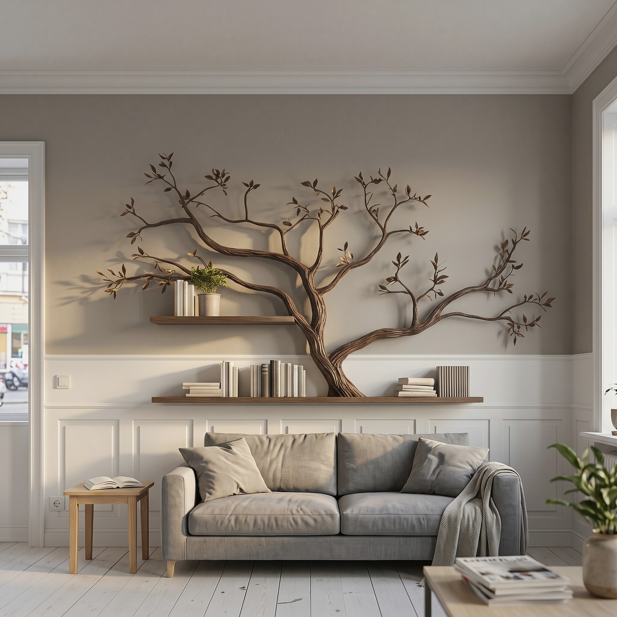 Mid Century Tree Wall Shelf Artistic Modern Home