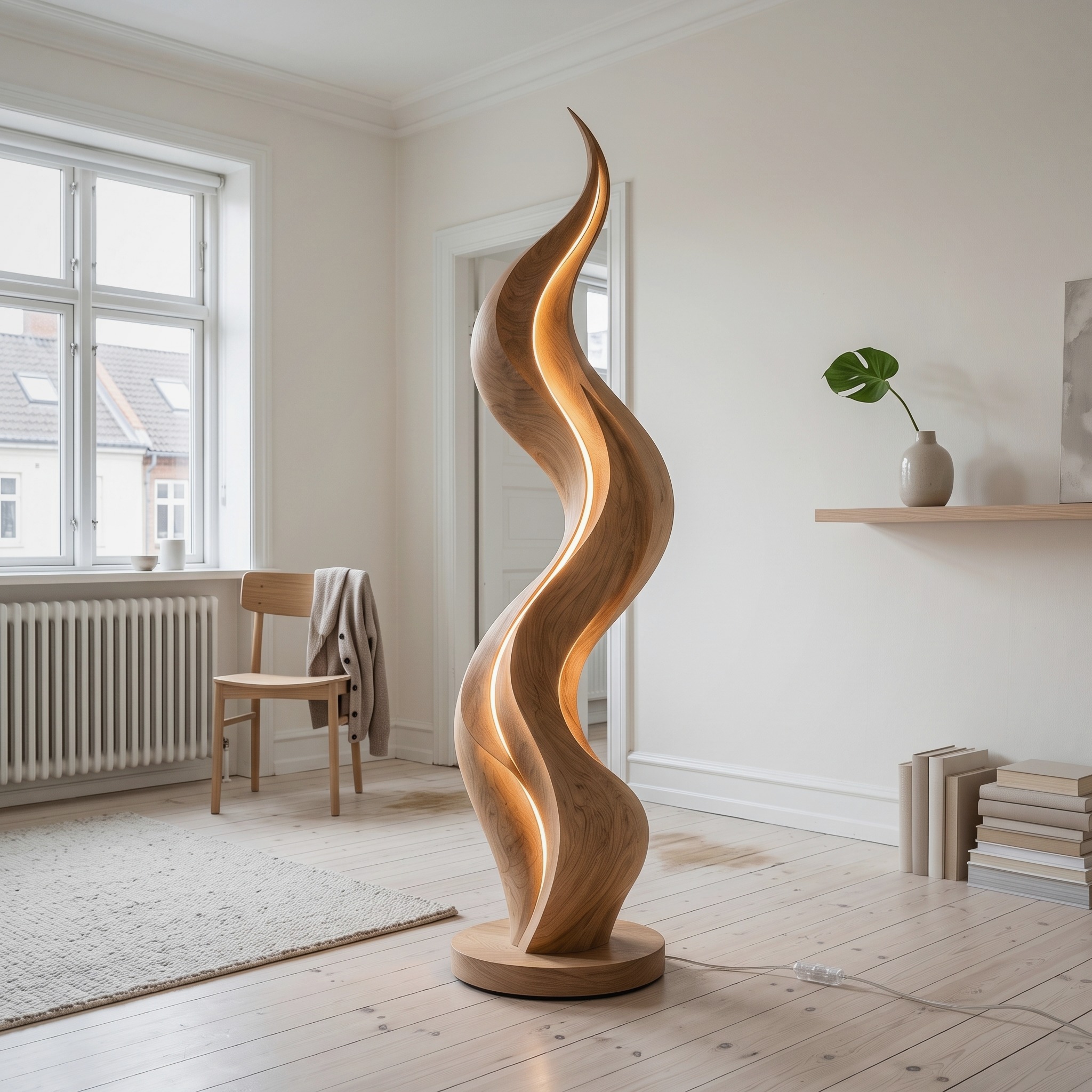 Mid Century Twisted Loop Lamp with Table for Reading