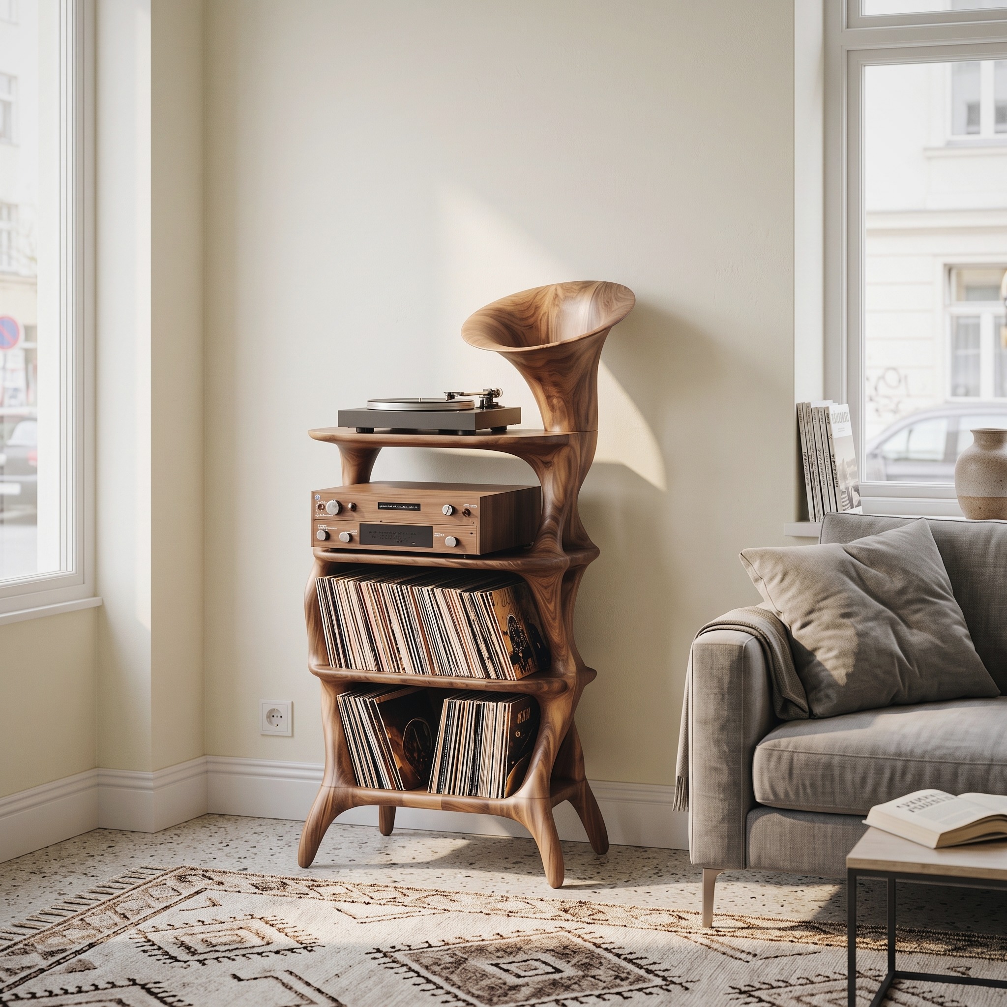 Mid Century Vinyl Cabinet for Livingroom Display