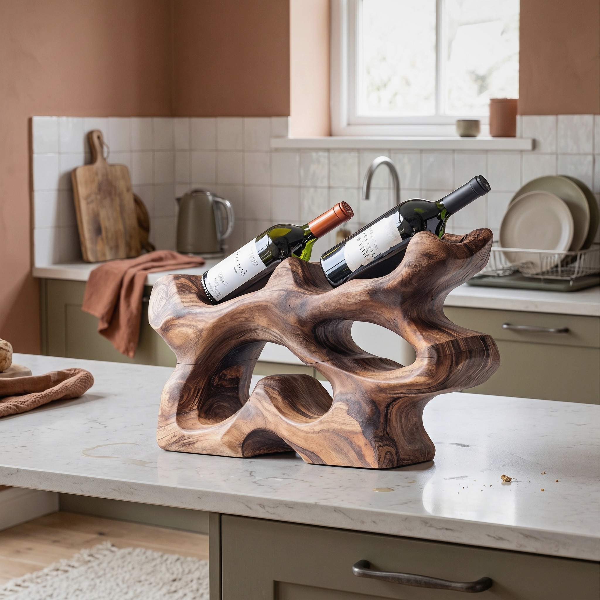 Mid Century Wine Holder for Furniture Compact Storage