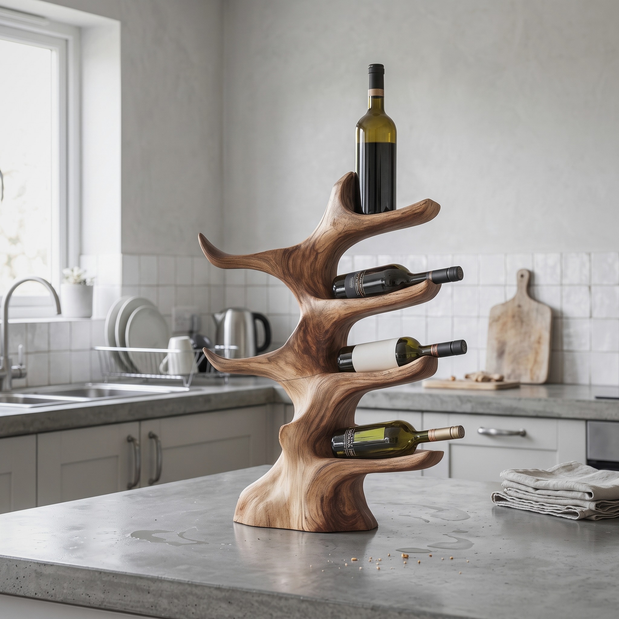 Mid Century Wine Stand for Kitchen Modern Bar Decor