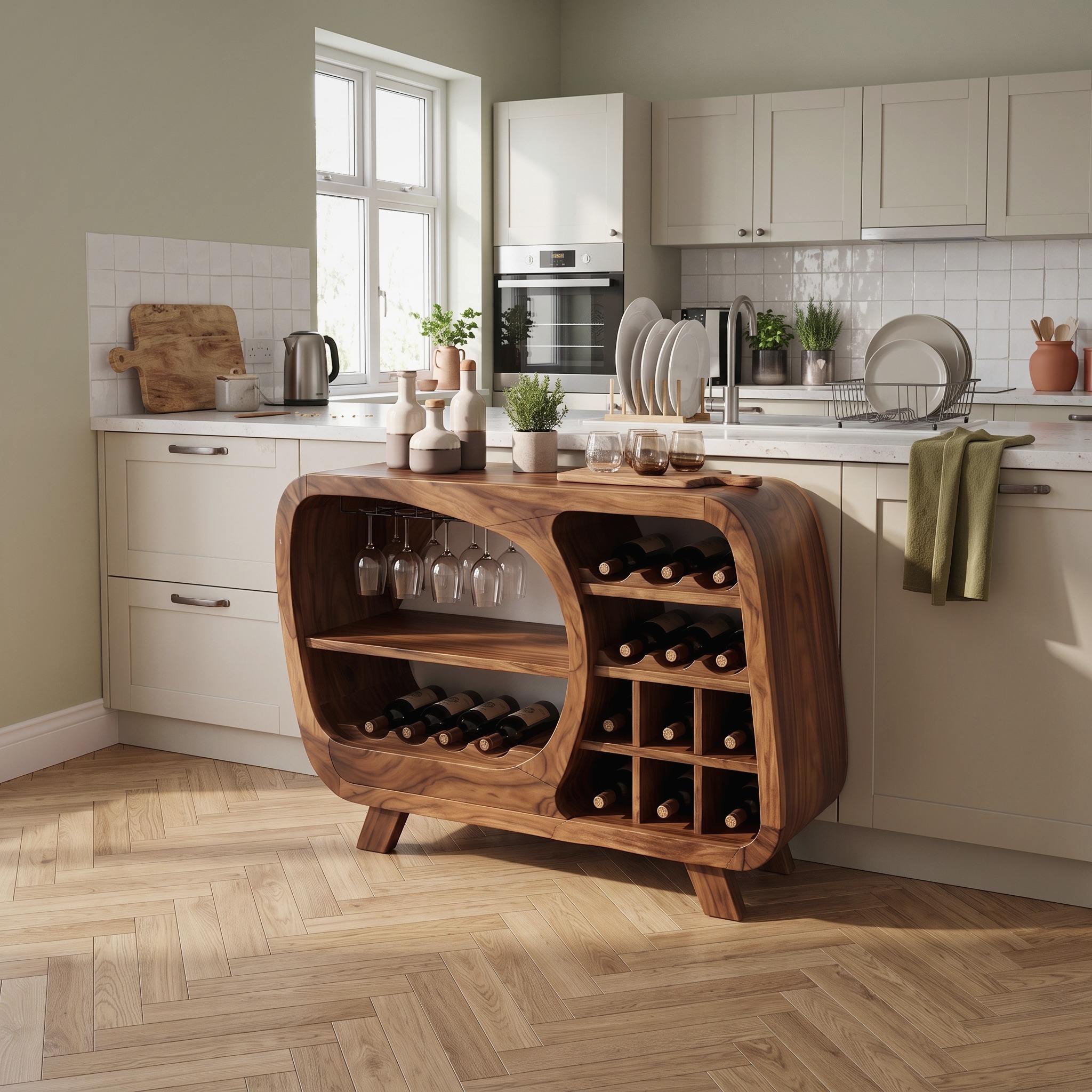 Mid Century Wine Storage Cabinet Modern Kitchen