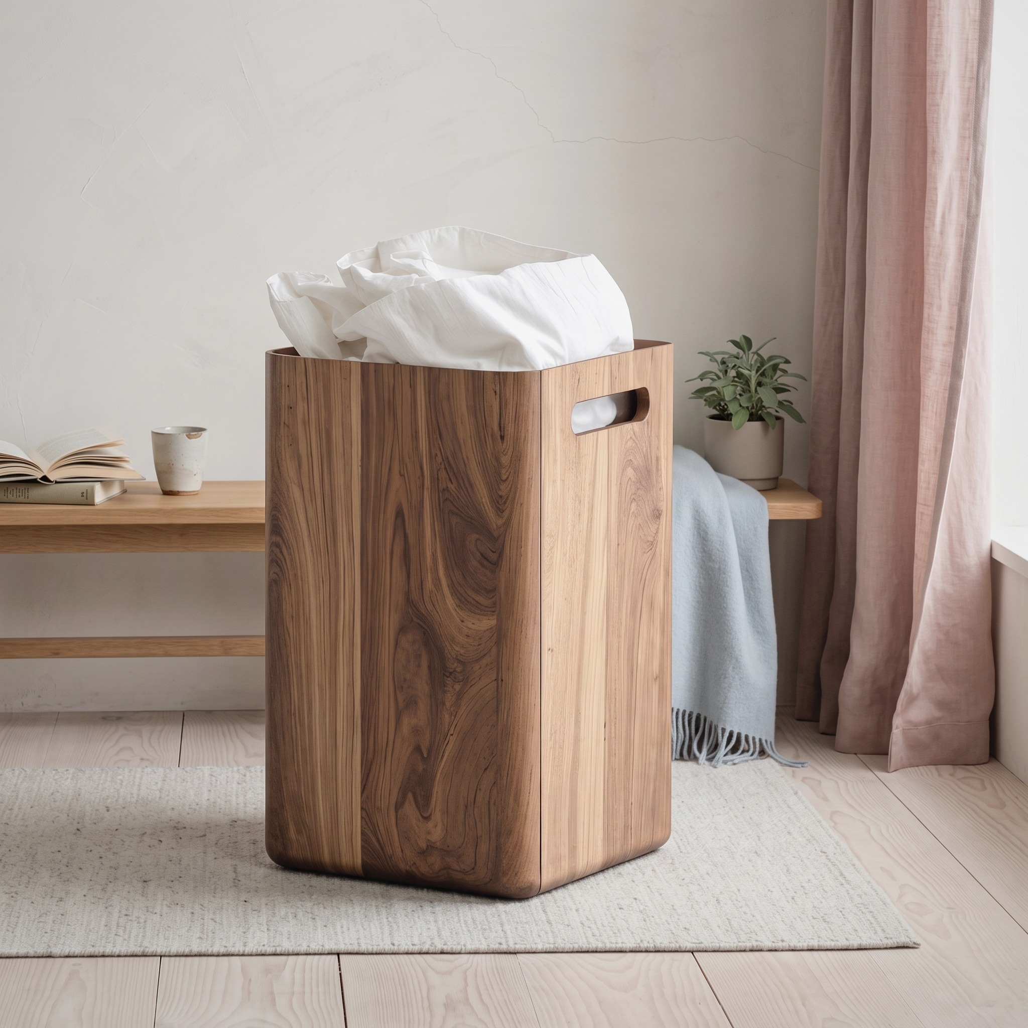 Mid Century Wood Box for Bedroom Storage and Decor Accent