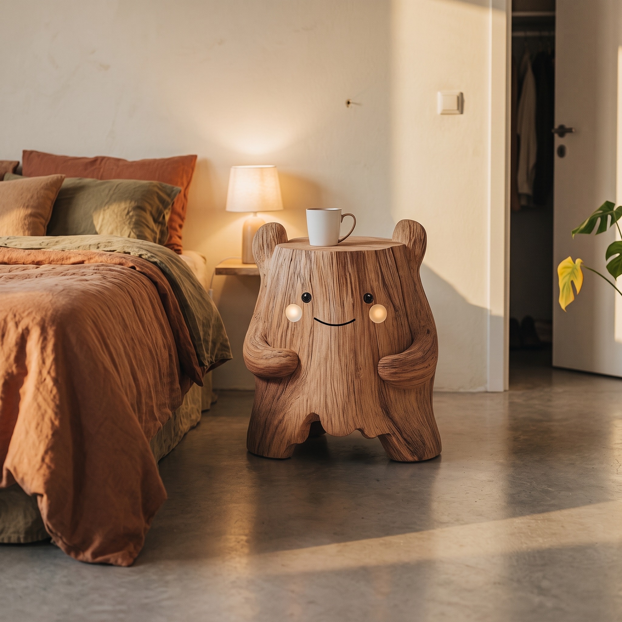 Mid-Century Wood Side Table, Solid Wood Nightstand & Bedside End Table for Small Bedroom, Living Room Spaces