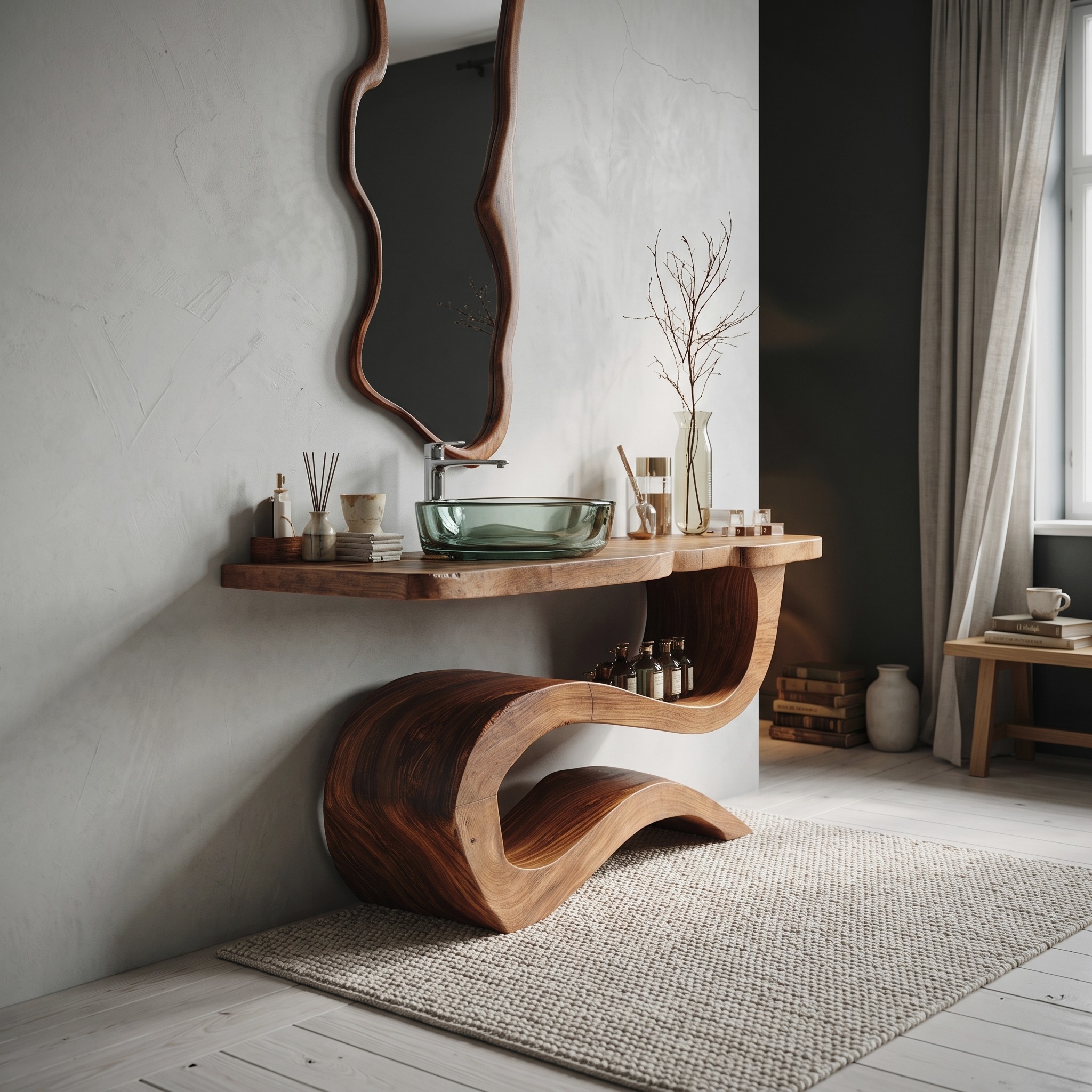 Mid Century Wood Vanity for Contemporary Bathroom Look