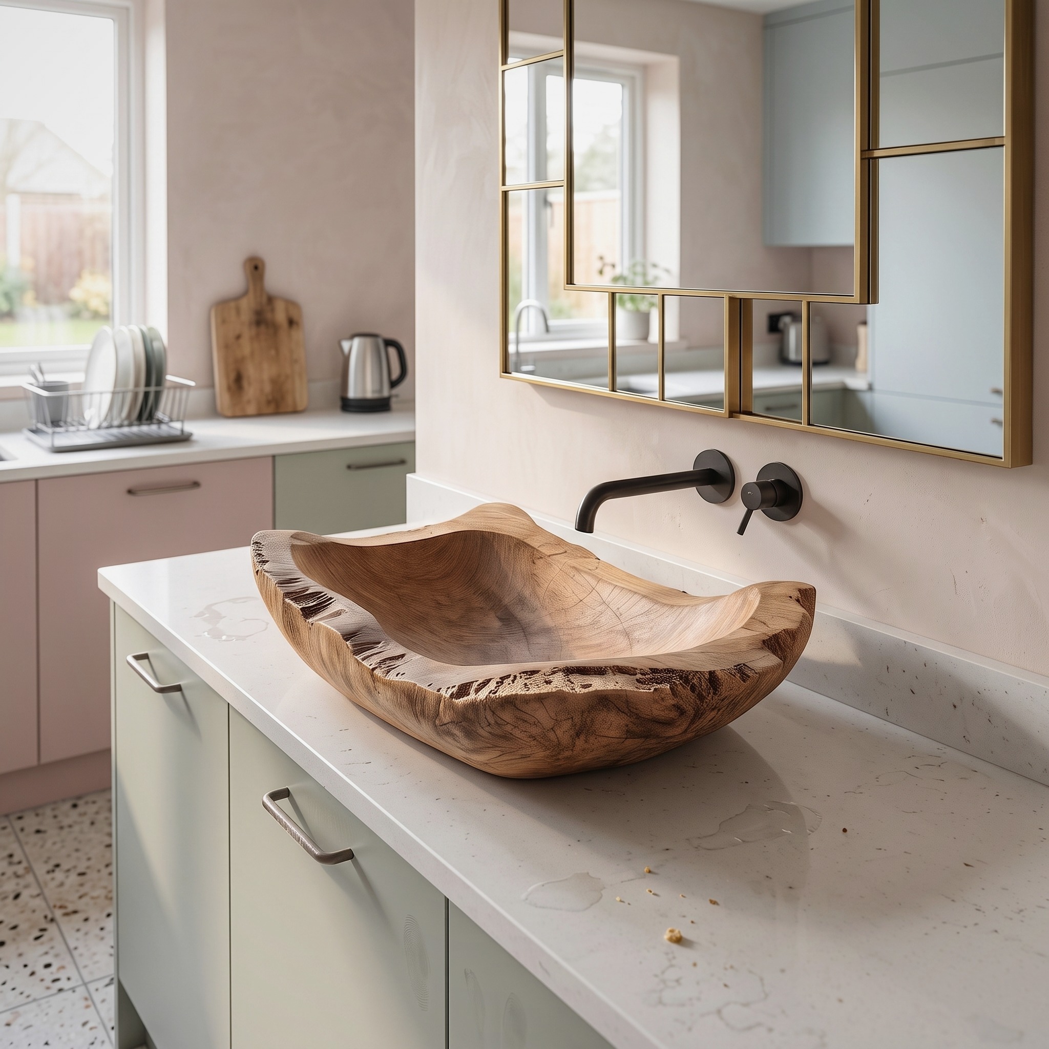 Mid Century Wood Wash Basin for Luxury Bathroom Furniture