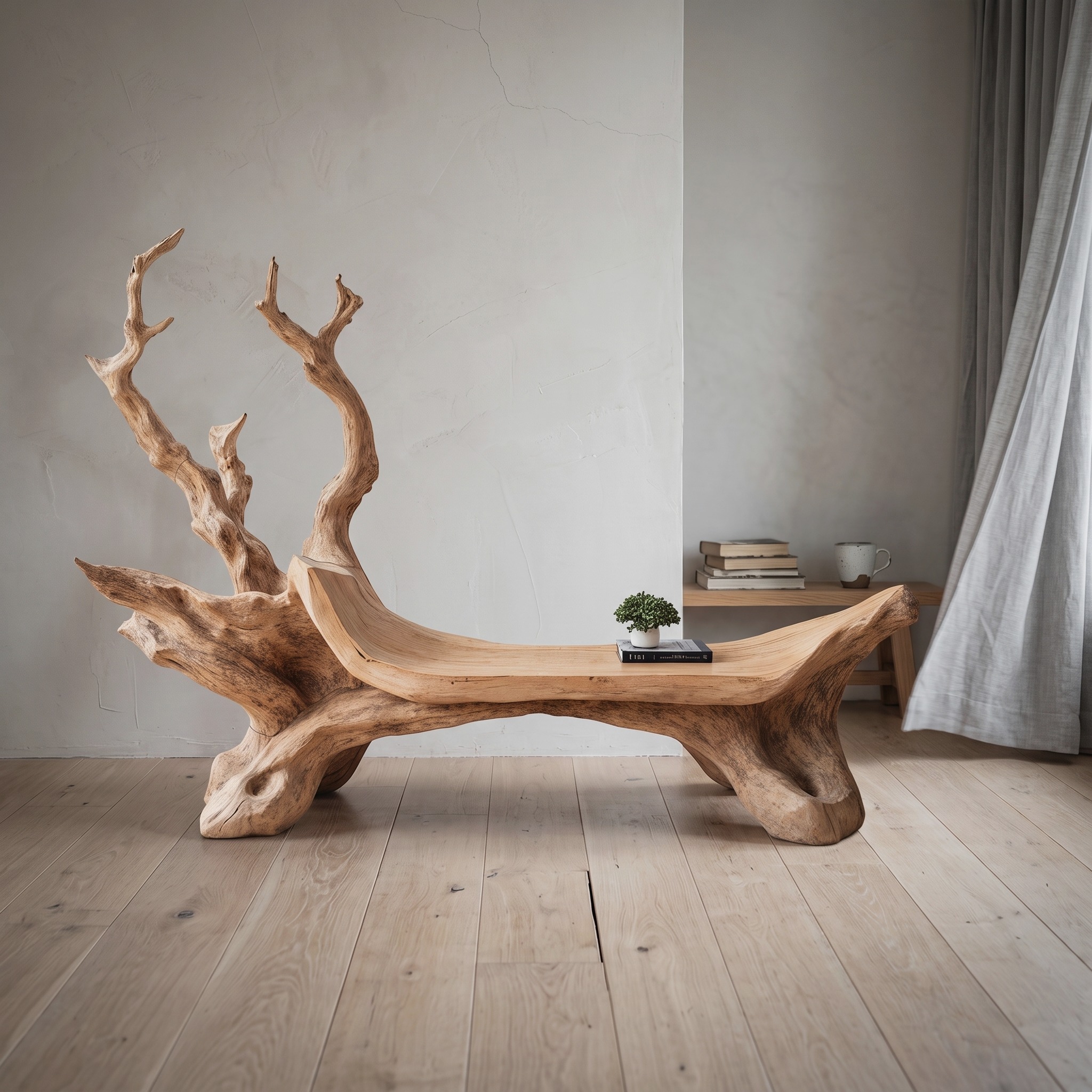 Mid Century Wooden Bench for Modern Living Room Decor