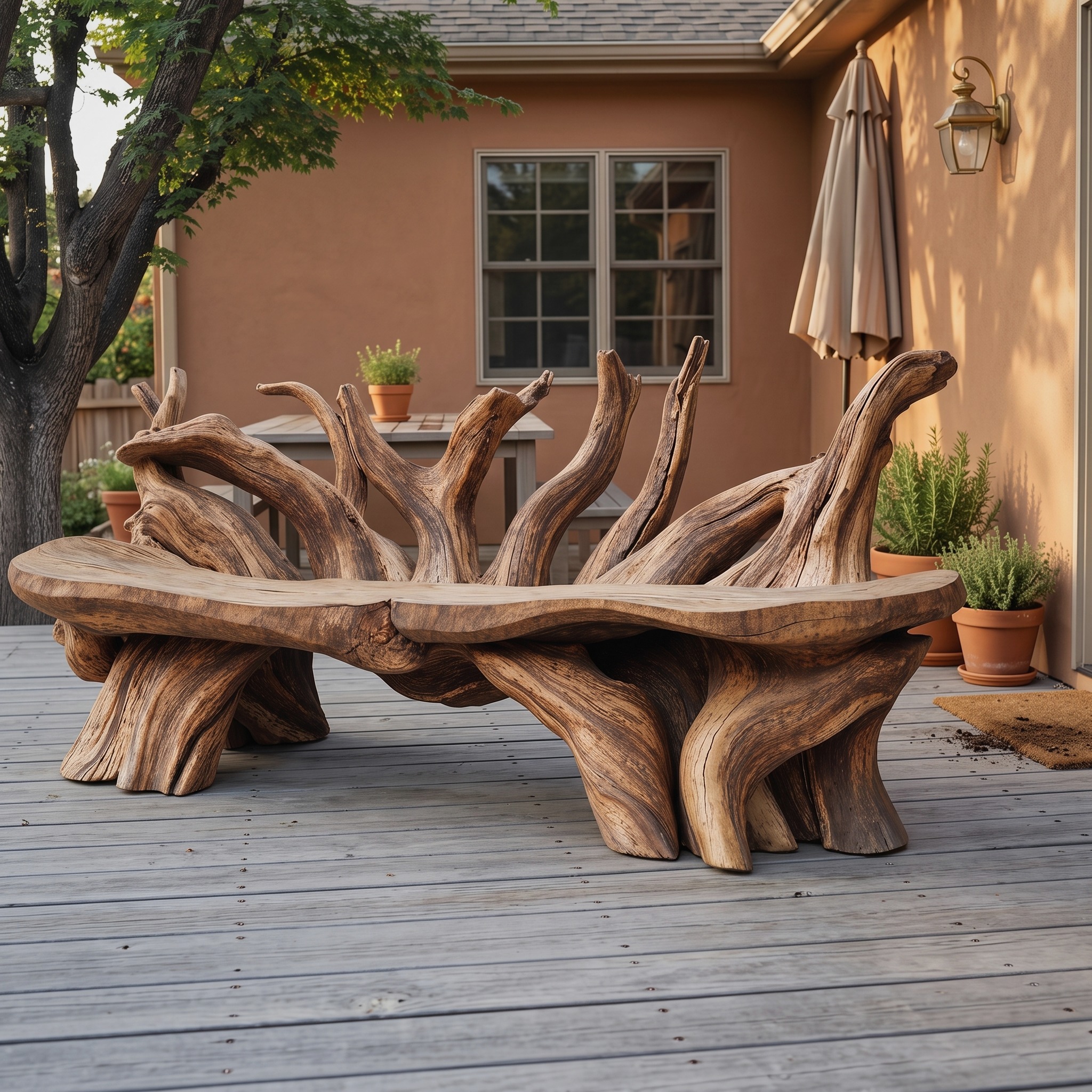 Mid Century Wooden Bench Outdoor Decor for Sleek Exteriors