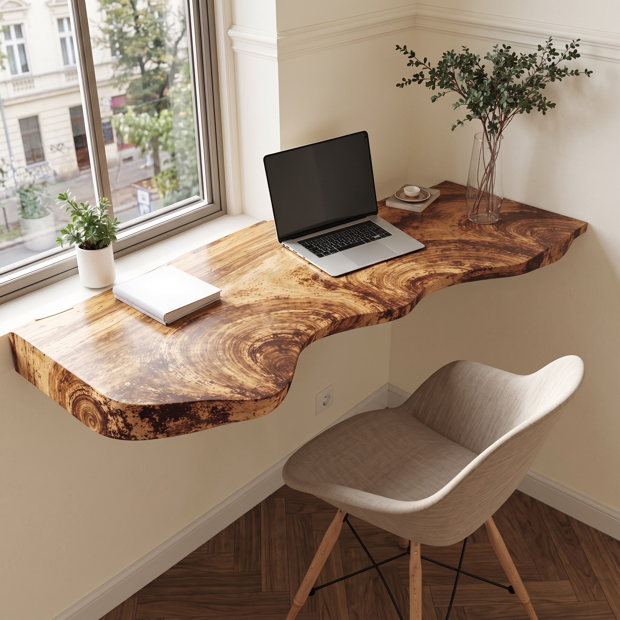 Mid Century Wooden Floating Table for Living Room Decor