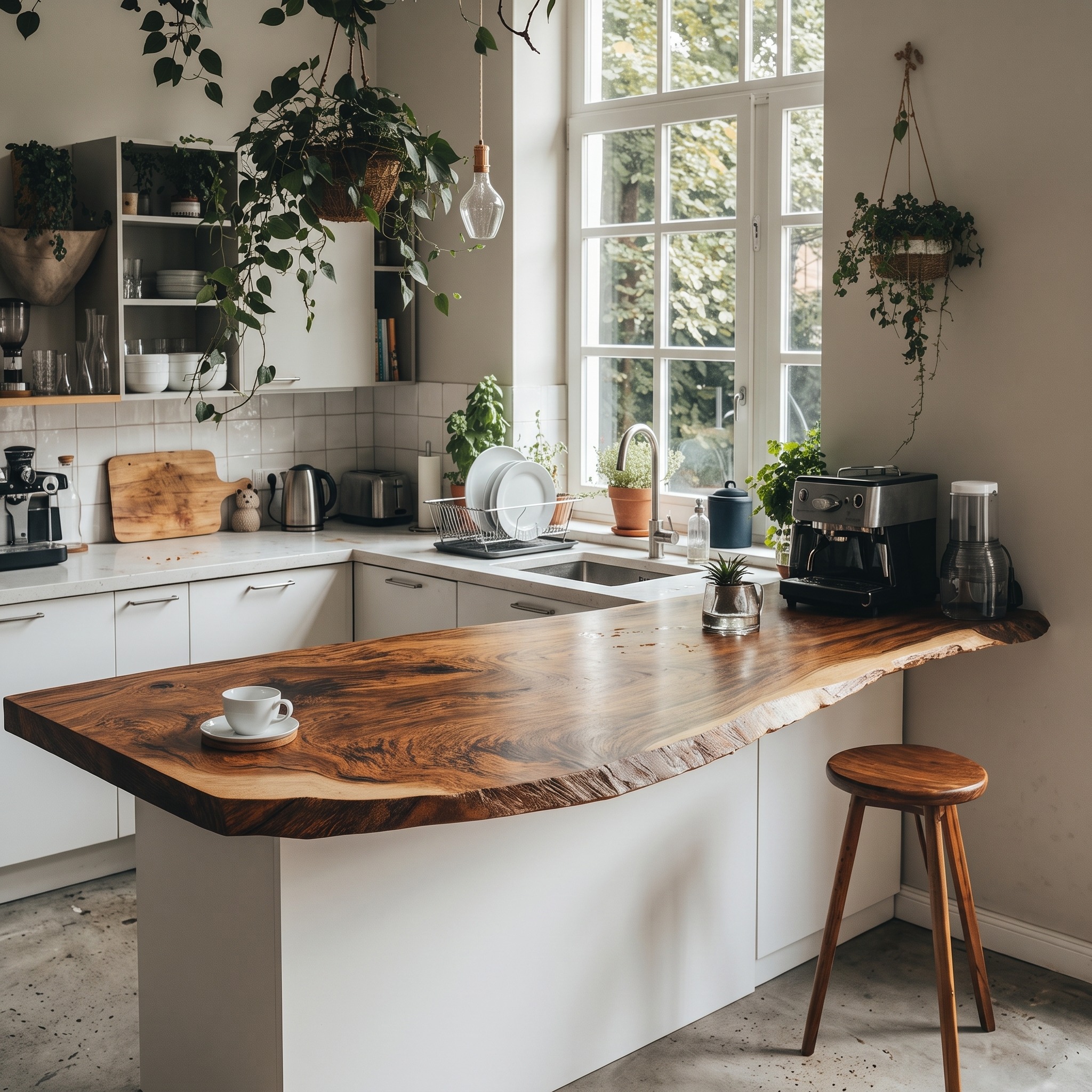 Mid Century Wooden Kitchen Countertop for Sleek Home Kitchen Design