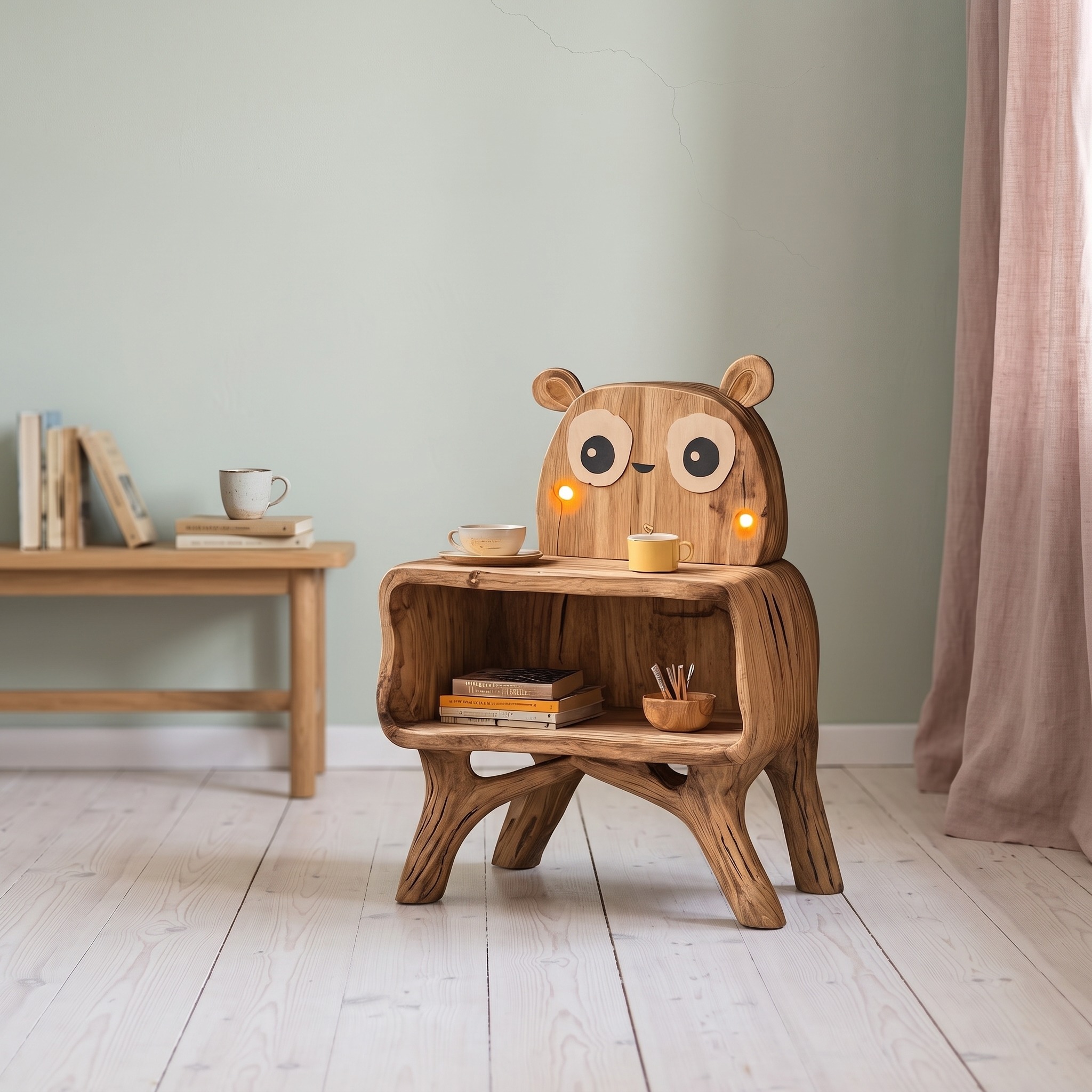 Mid-Century Wooden Nightstand, Solid Wood Bedside Table, Modern End Table with Drawers for Bedroom Decor