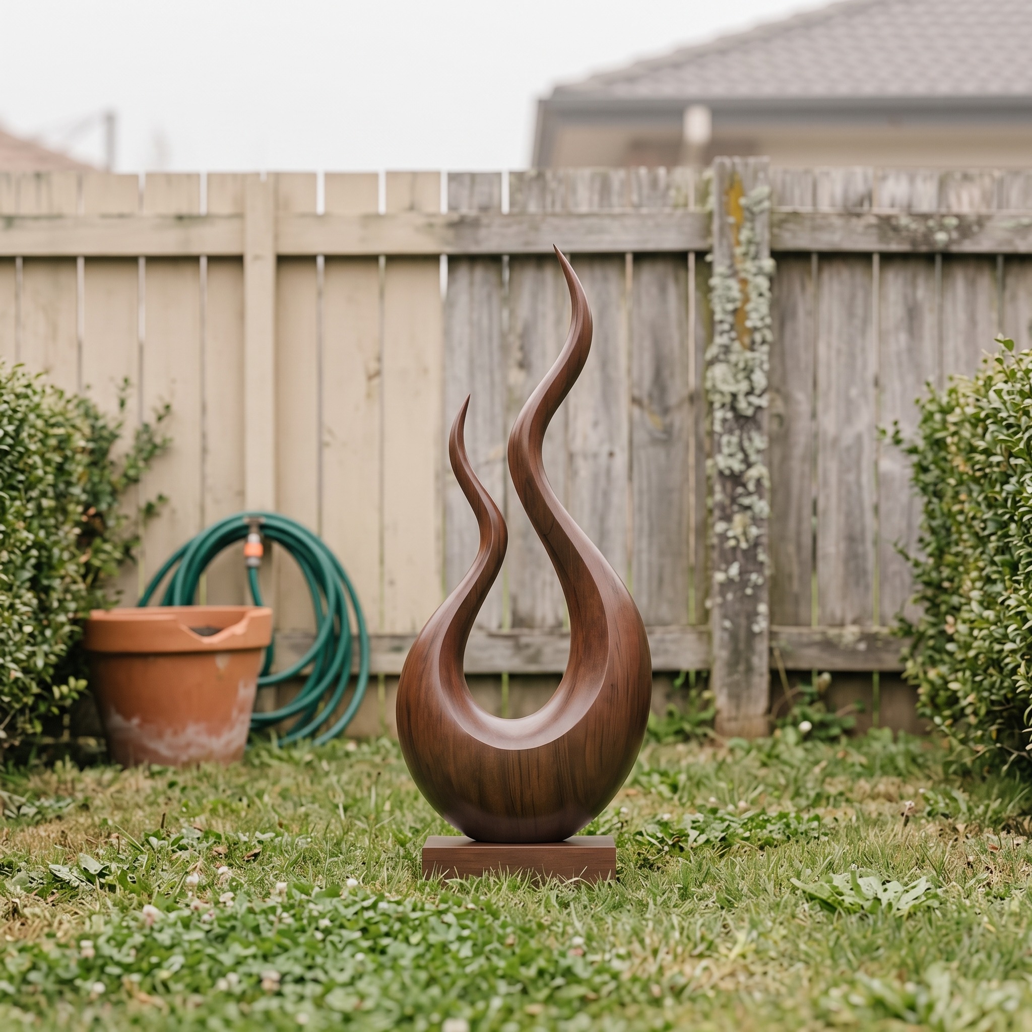 Mid Century Wooden Sculpture for Garden Decorative Panel