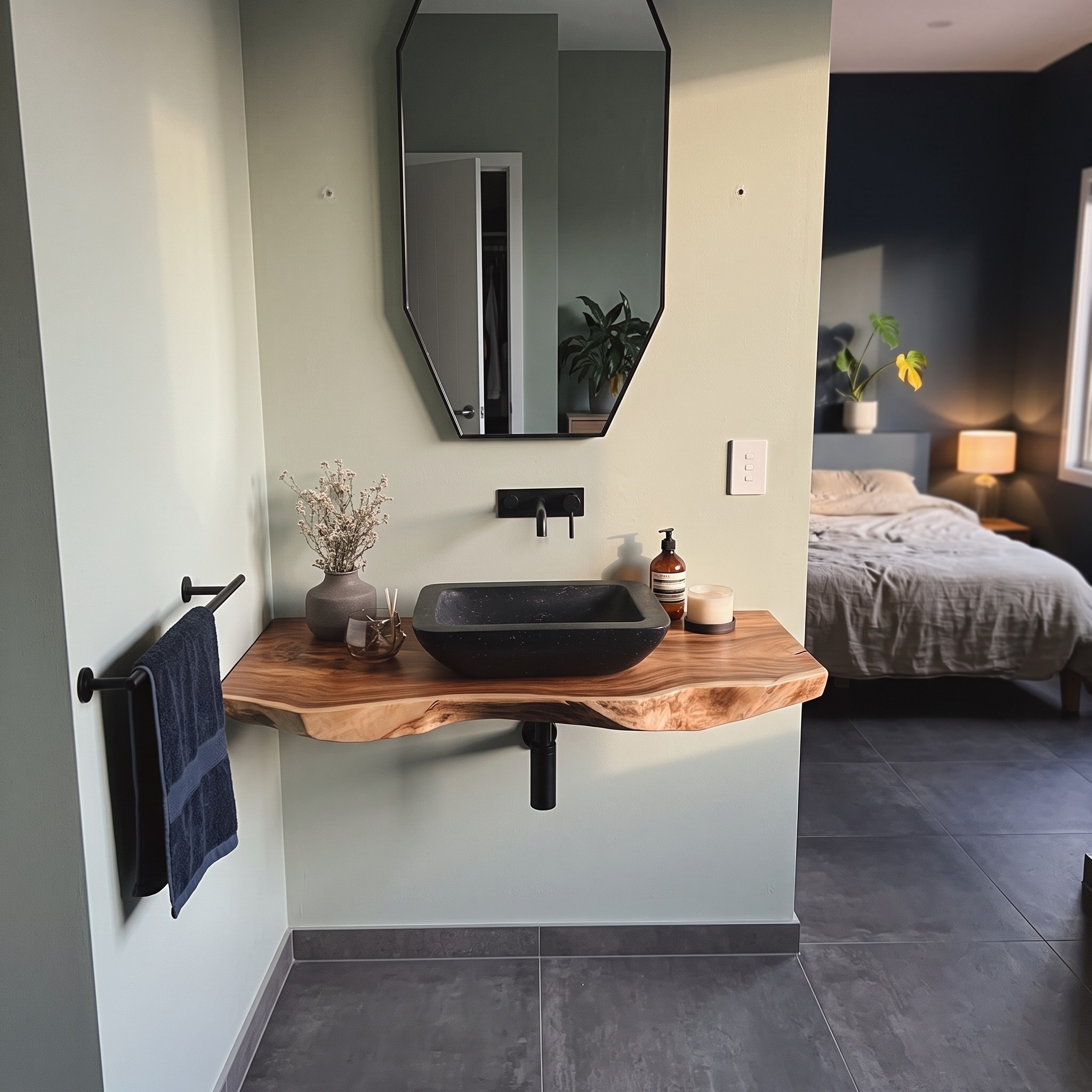 Midcentury Bathroom Vanity Floating Hallway