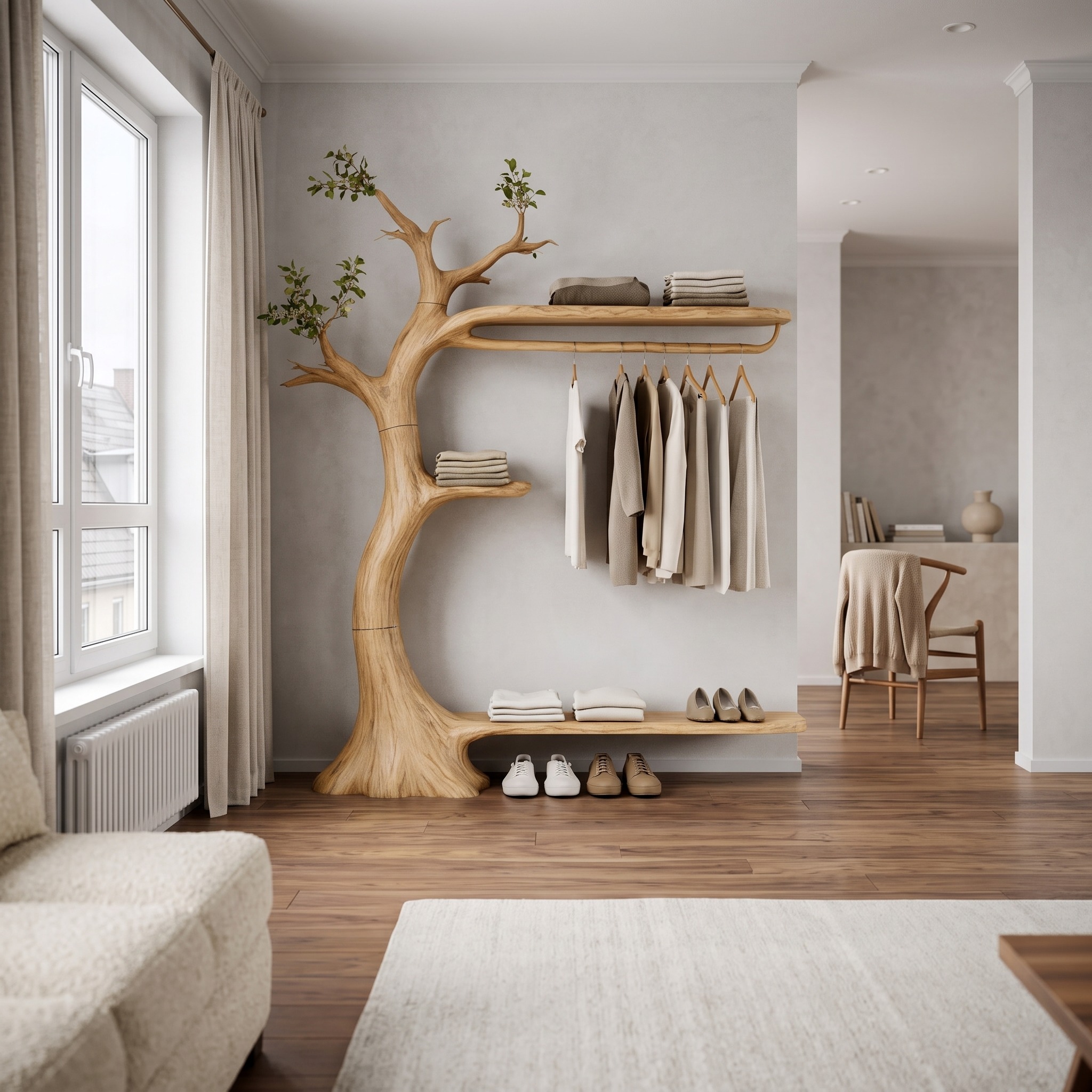 Midcentury Modern Tree Coat Rack Interior Corner