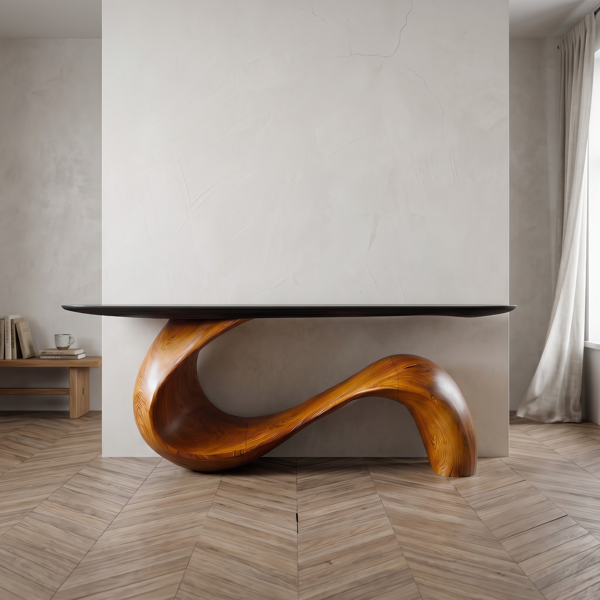 Midcentury Sculptural Console Table Entryway