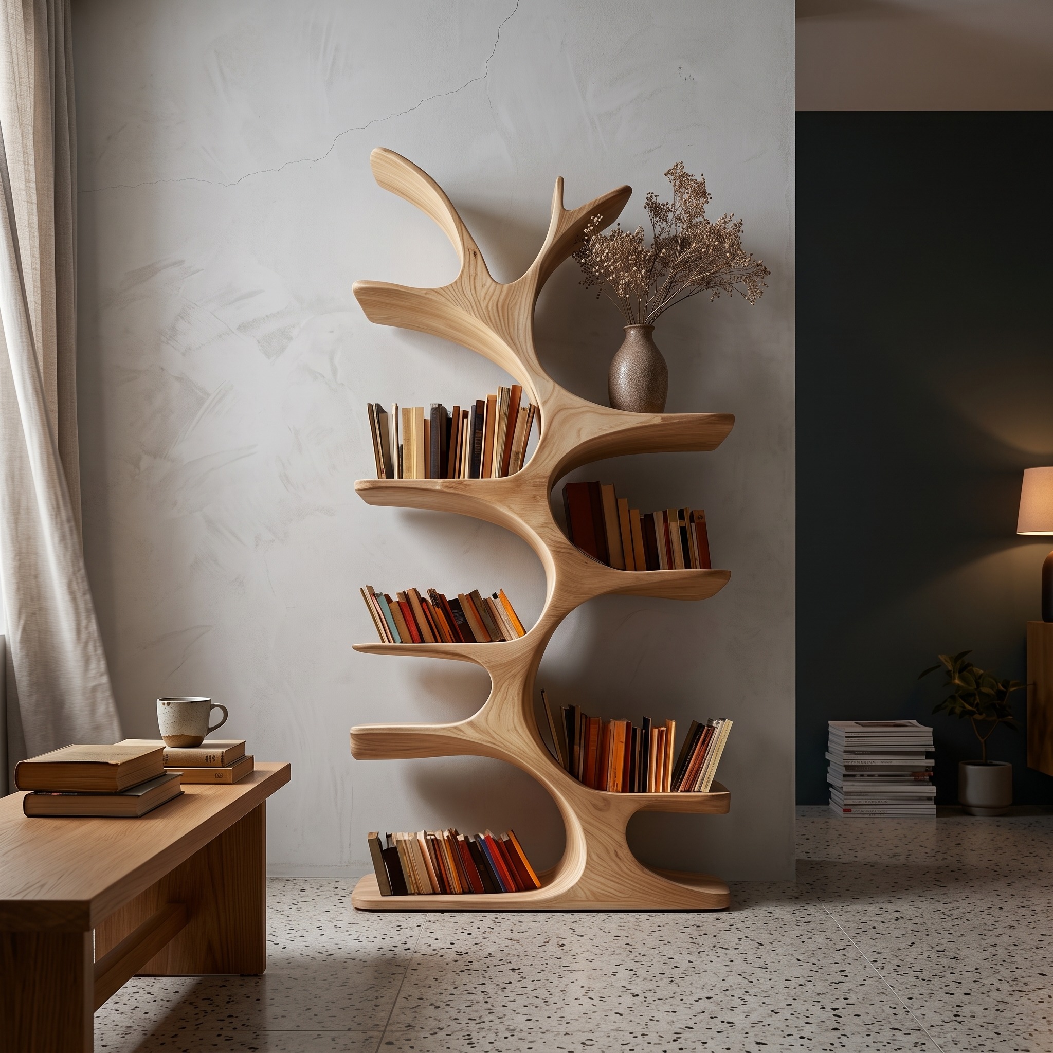 Midcentury Tree Bookcase Home Office Tree Bookshelf