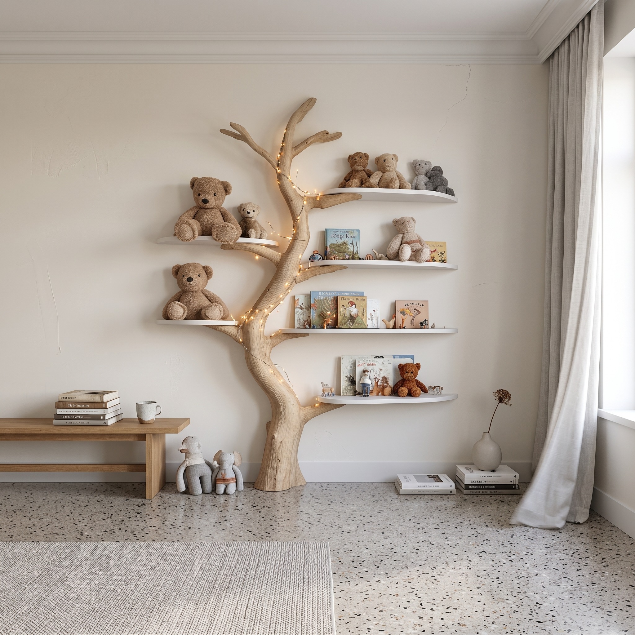 Midcentury Tree Bookcase Nursery Bedroom