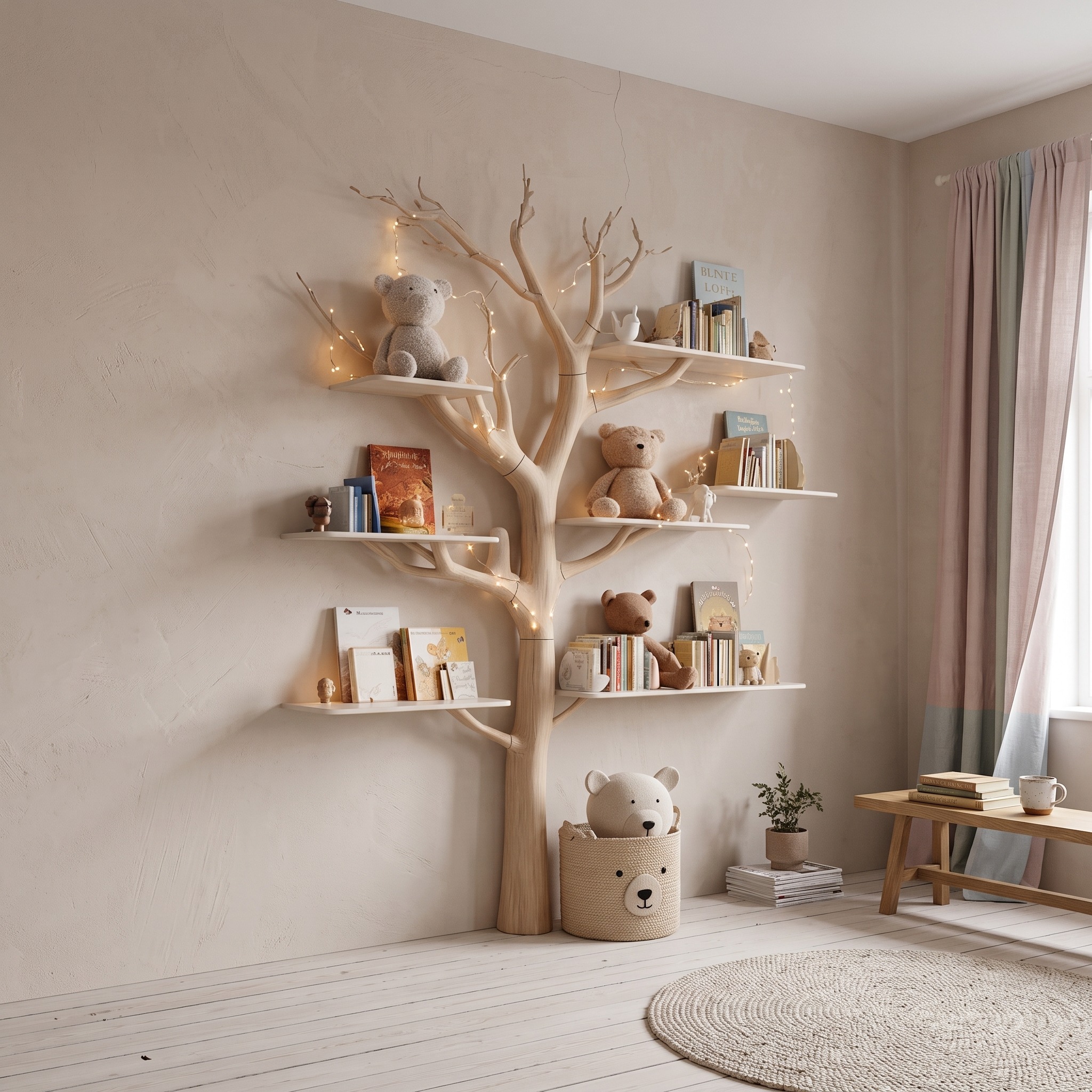 Midcentury Tree Bookcase Study Room Nursery
