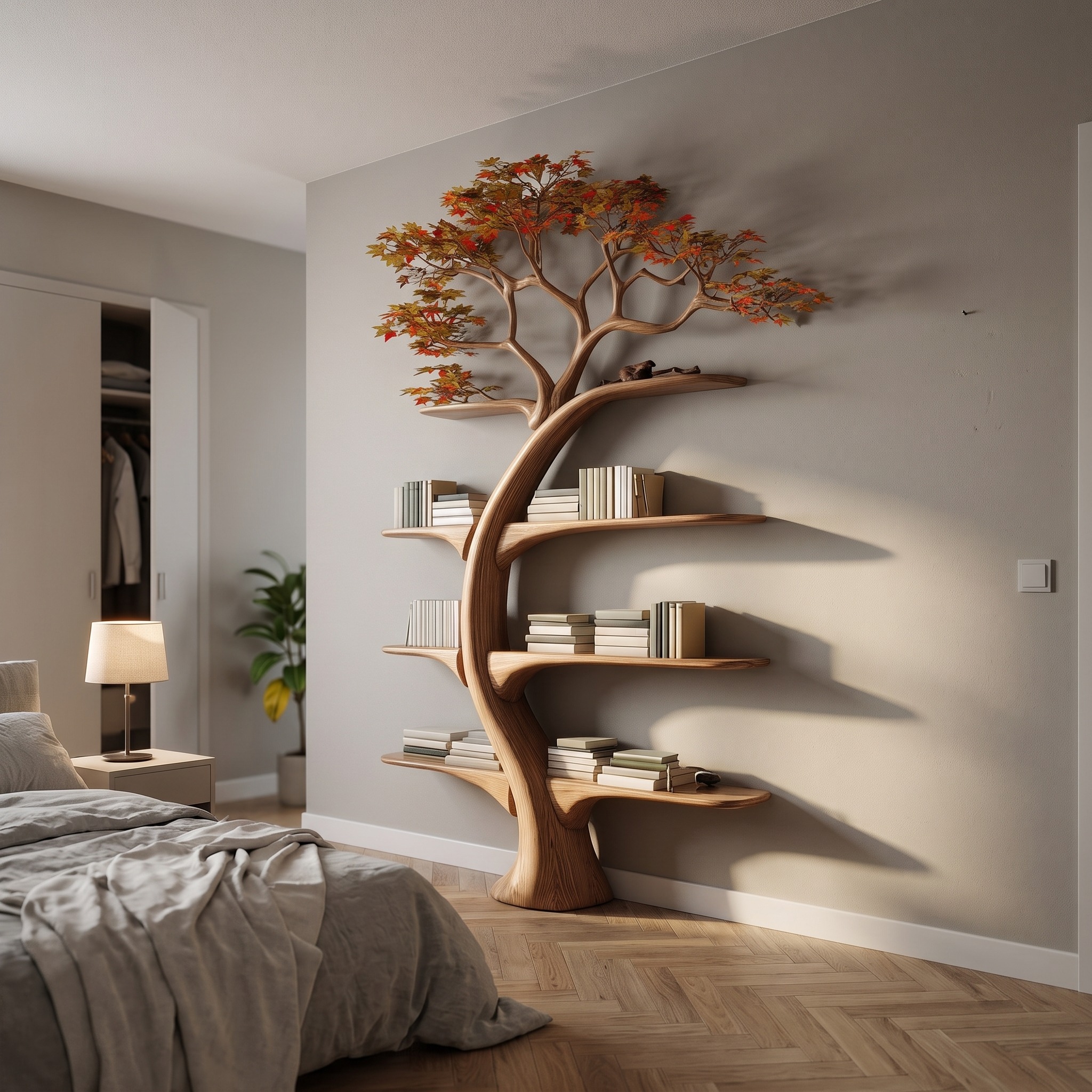 Midcentury Tree Bookshelf Bedroom Home Office