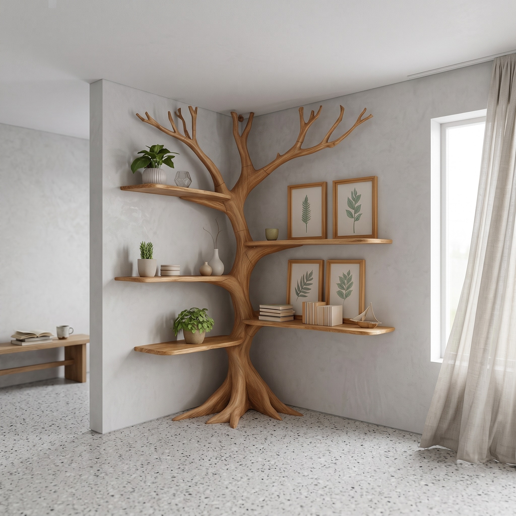 Midcentury Tree Bookshelf Kids Living Room
