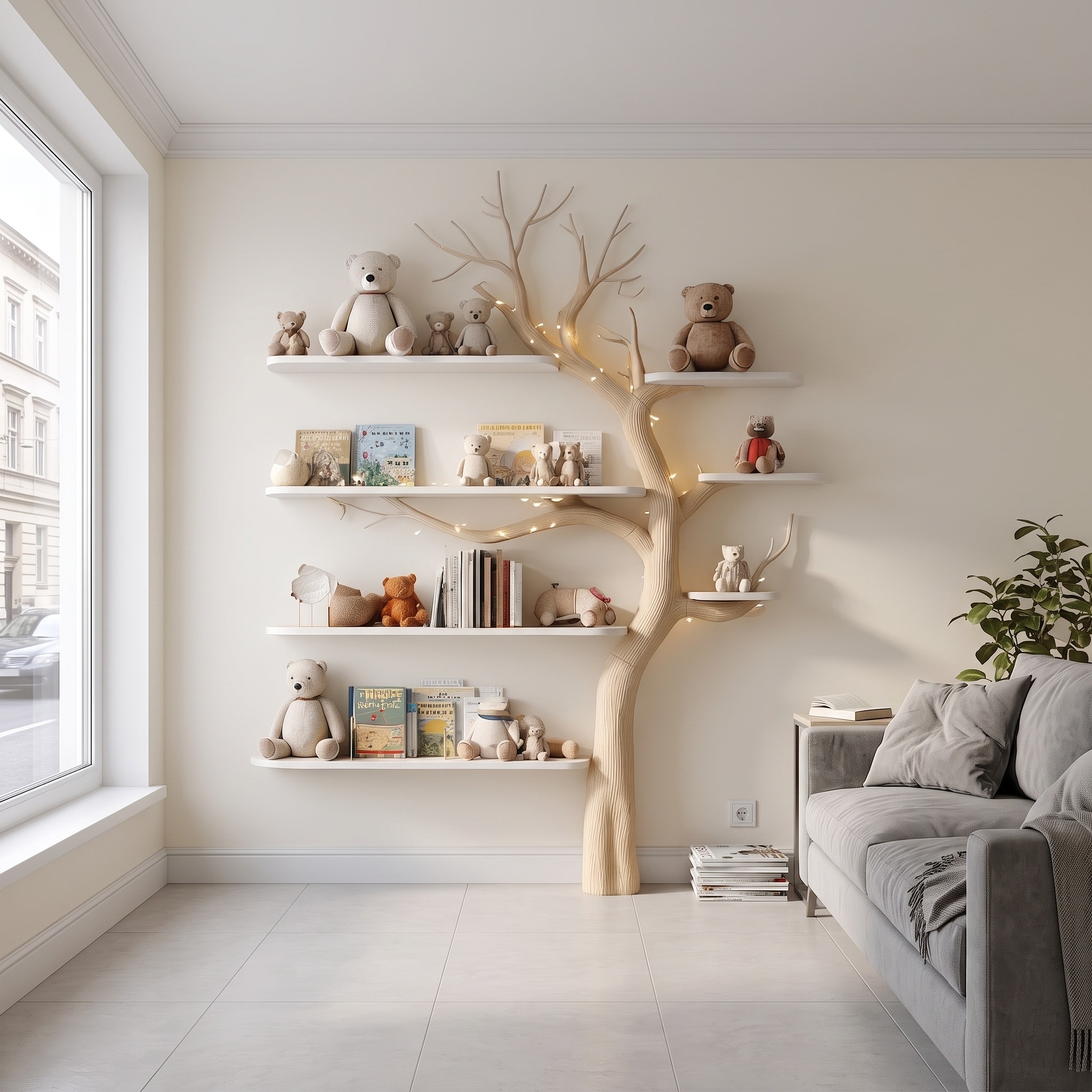 Midcentury Tree Bookshelf Nursery Kids Room