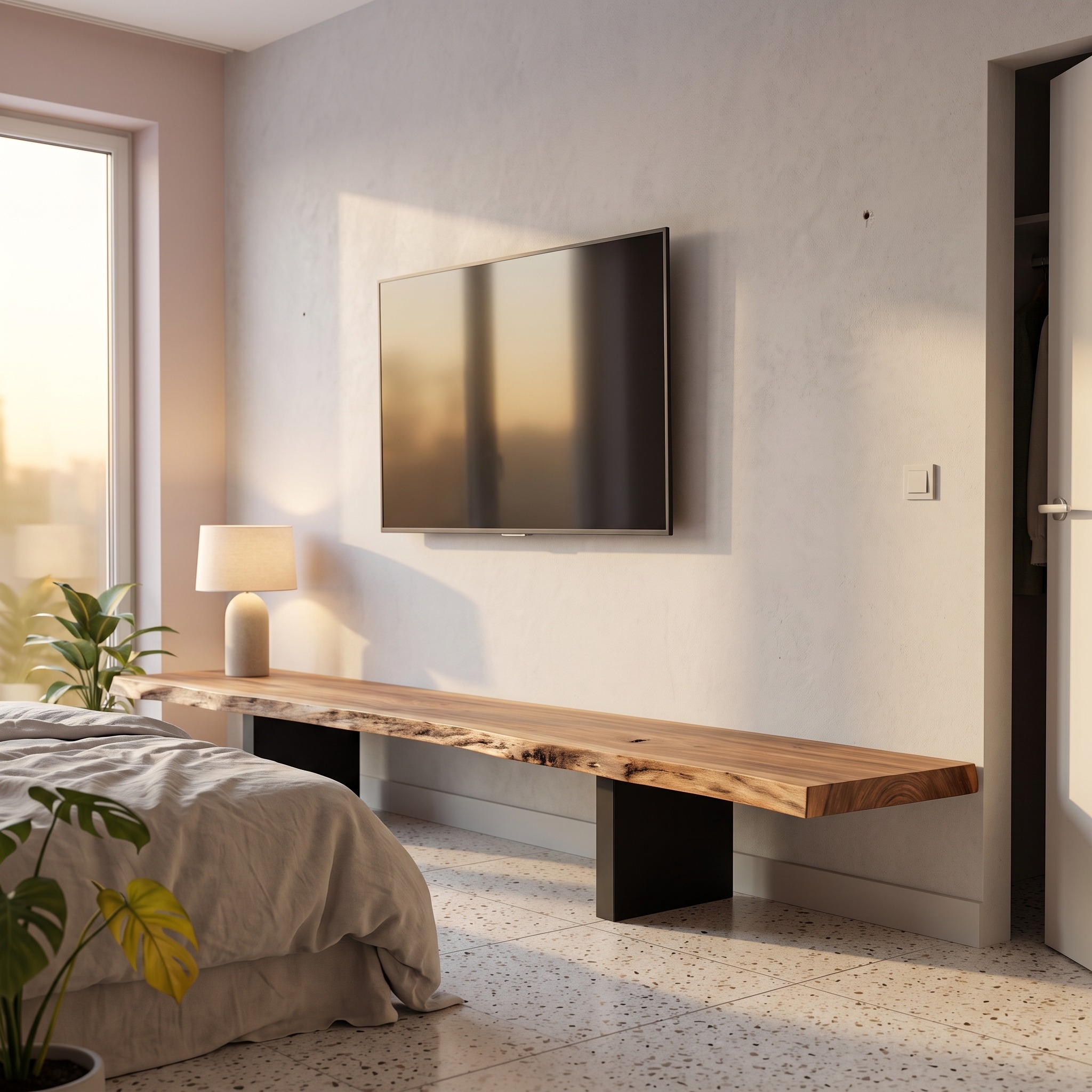 MidCentury TV Console Live Edge Living Room