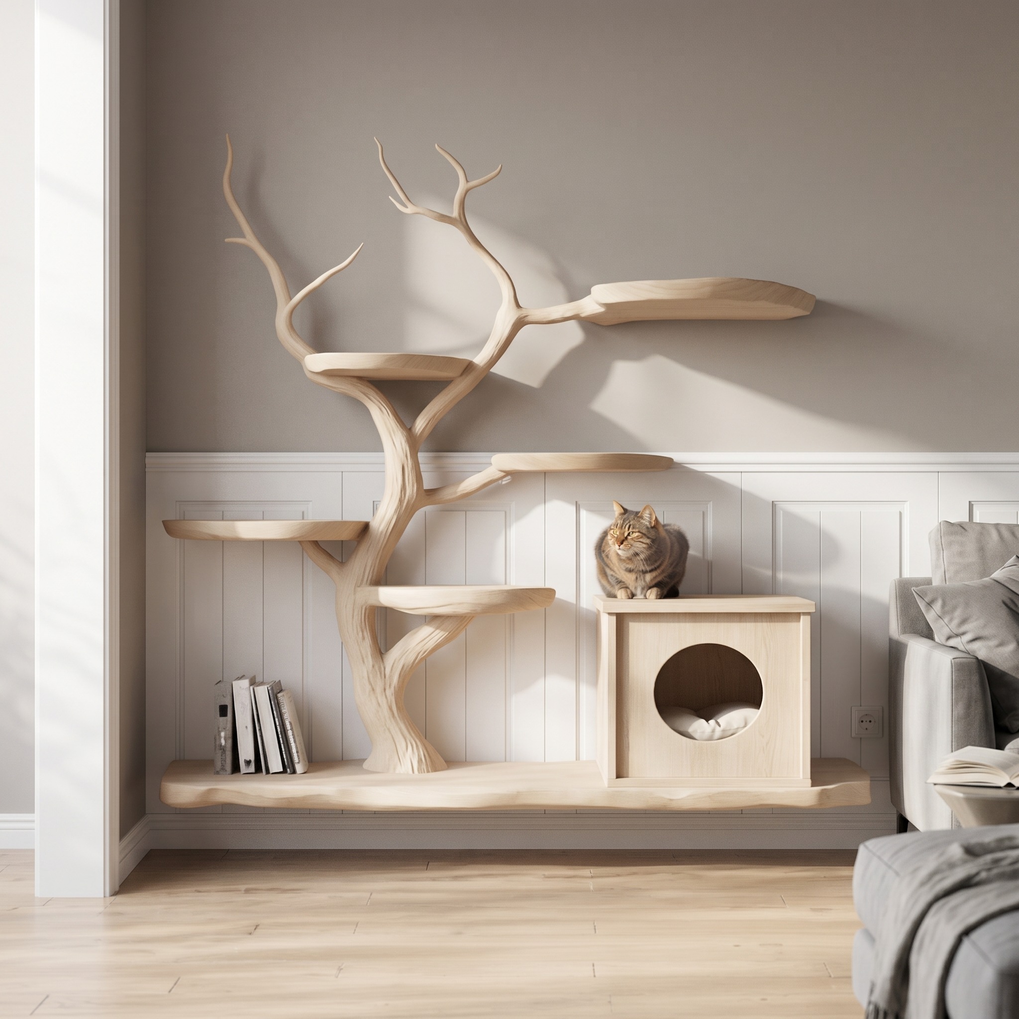 Midcentury Wooden Tree Cat Climbing Furniture Home