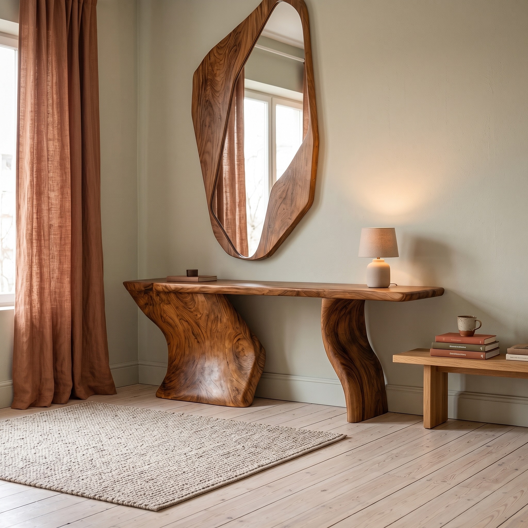 Minimalist Accent Console Table, Solid Wood Entryway Foyer Table, Modern Living Room Sideboard Table