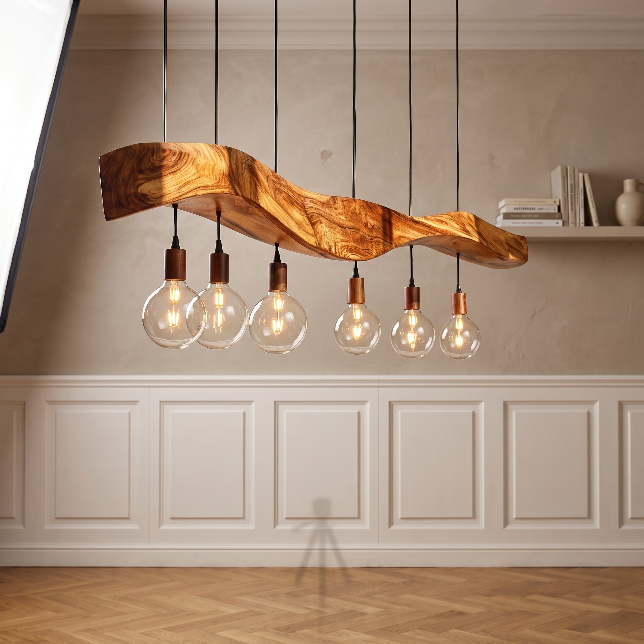Minimalist Accent Desk Lamp, Modern Wooden Task Light for Home Office Workspace & Studio