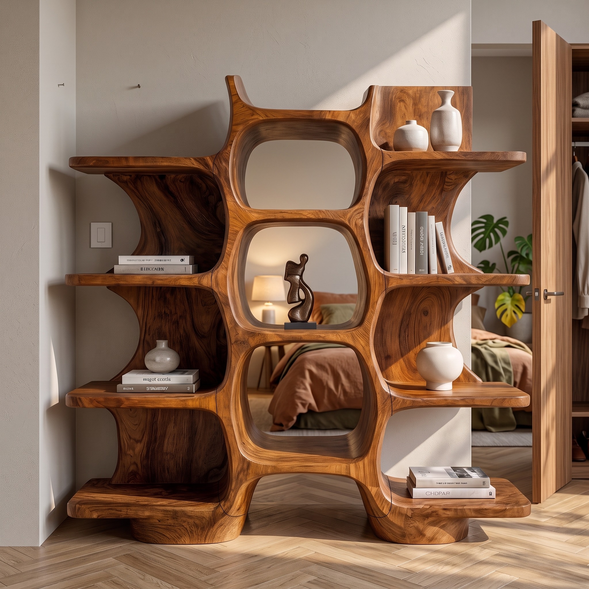 Minimalist Bookshelf Handcrafted Solid Wood Shelves for Home Office