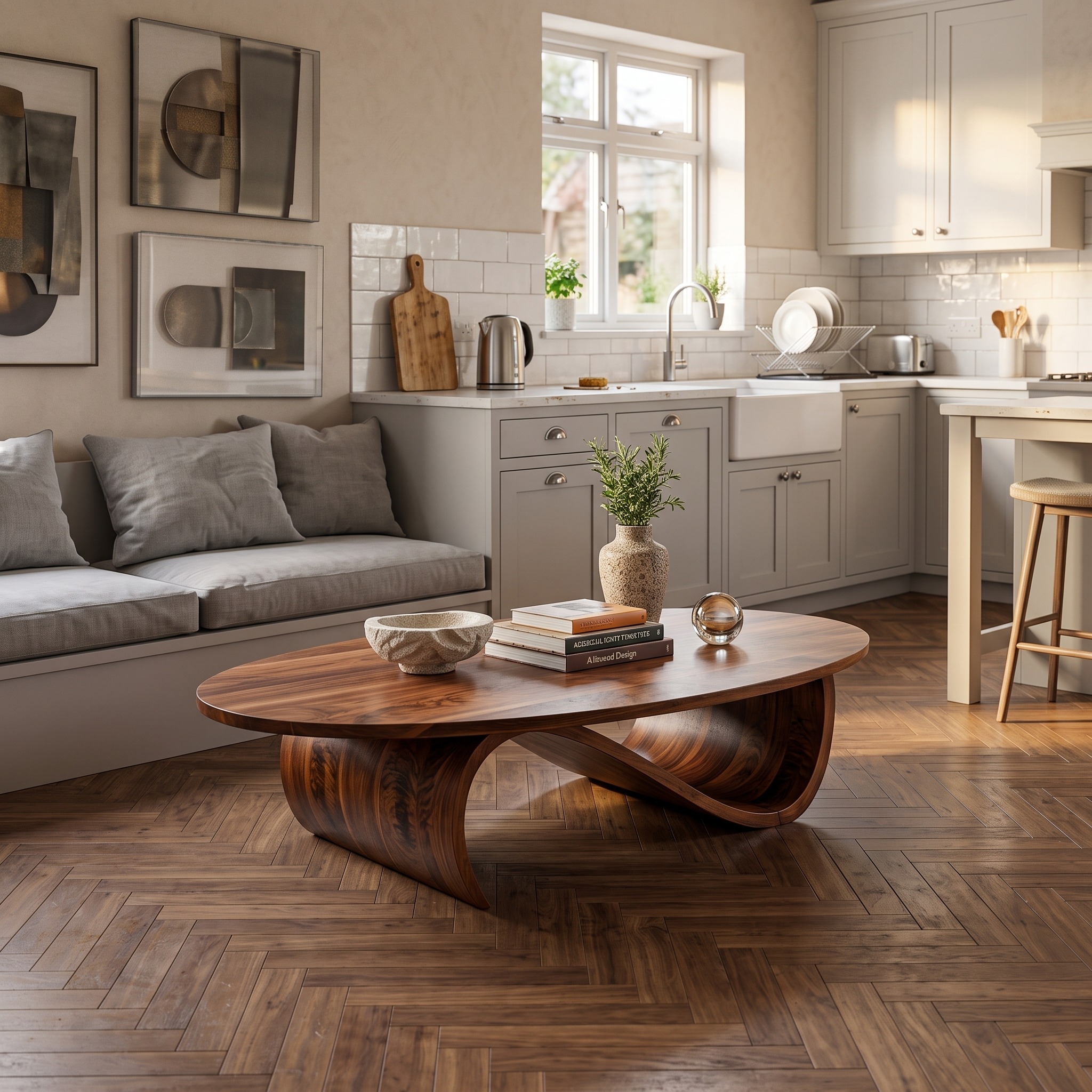 Minimalist Coffee Table Unique Base Design for Living Room