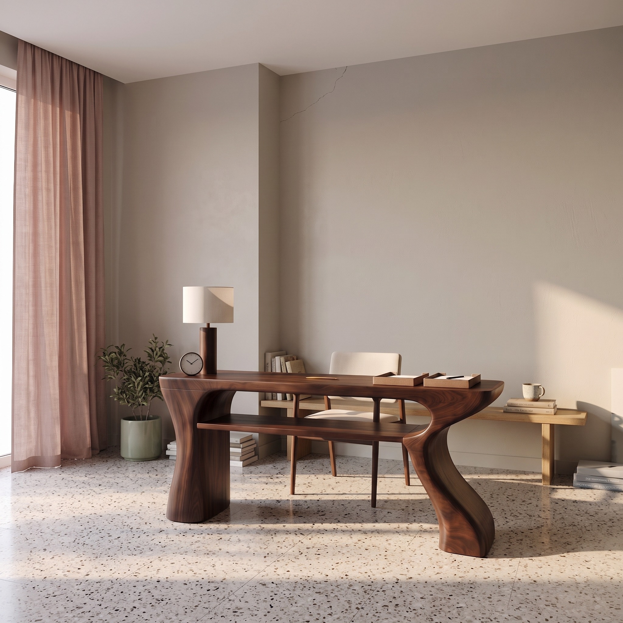 Minimalist Computer Desk with Under Desk Storage for Home Office