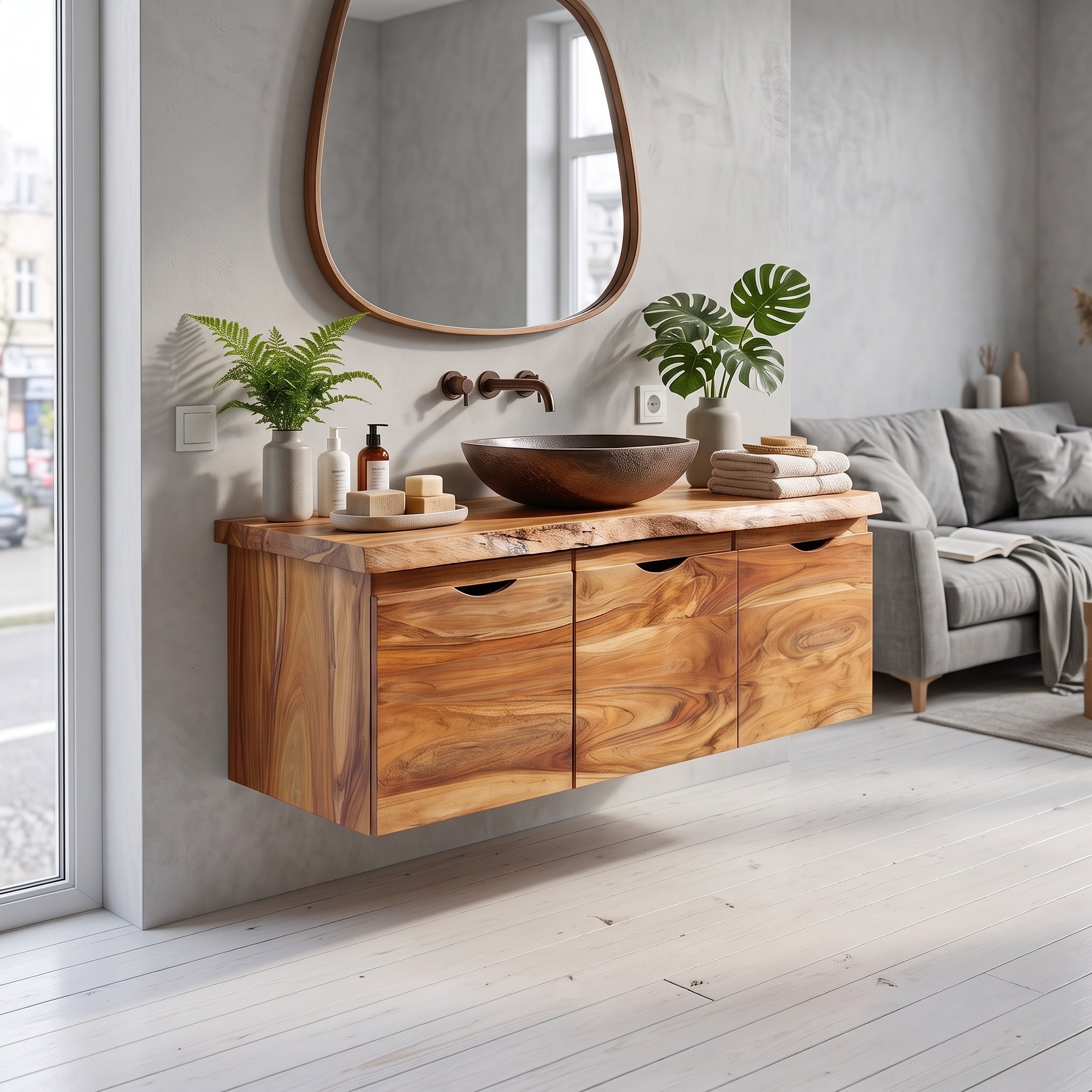 Minimalist Double Sink Vanity Garden Bathroom
