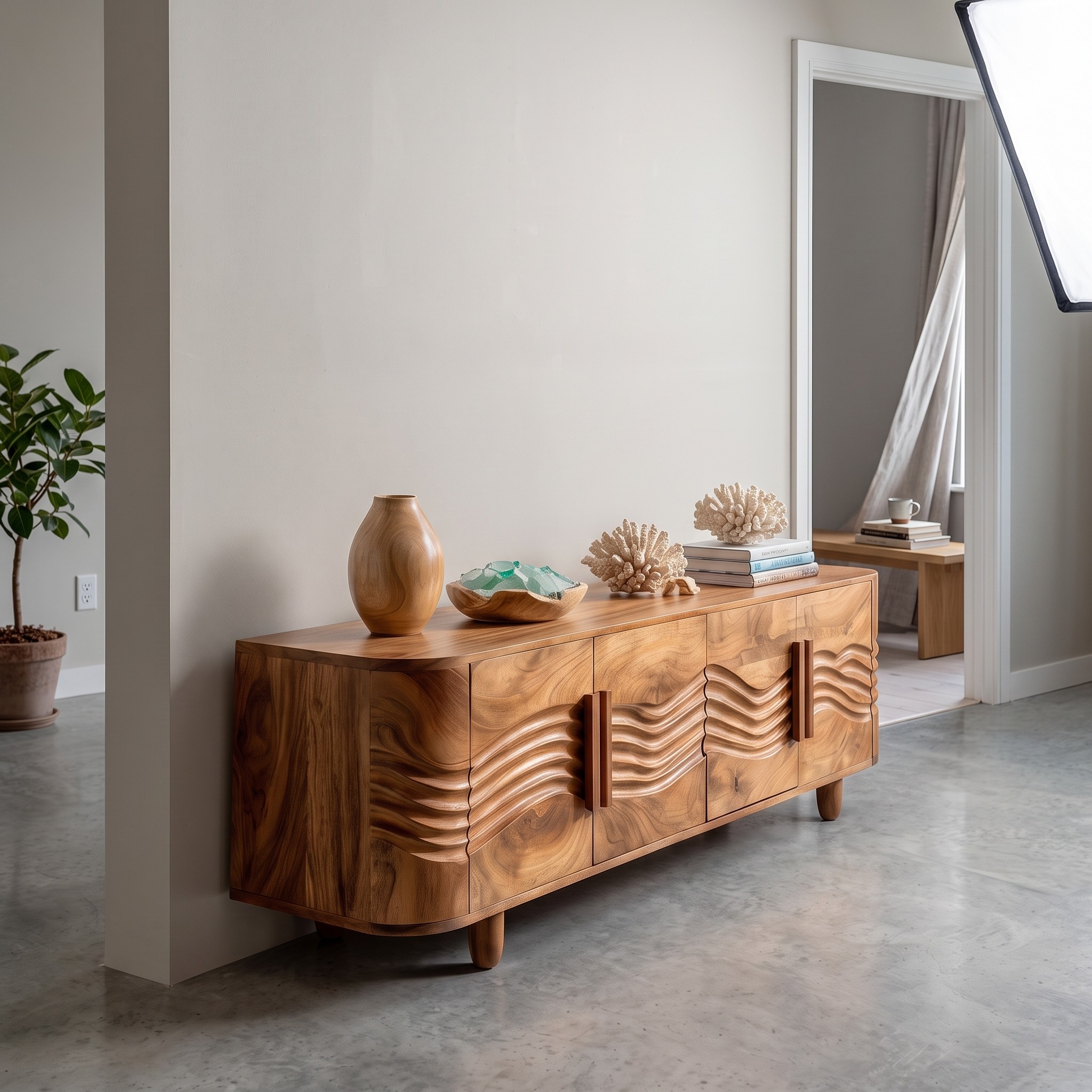 Minimalist Floating TV Cabinet, Modern Wall-Mounted Solid Wood Media Console Shelf