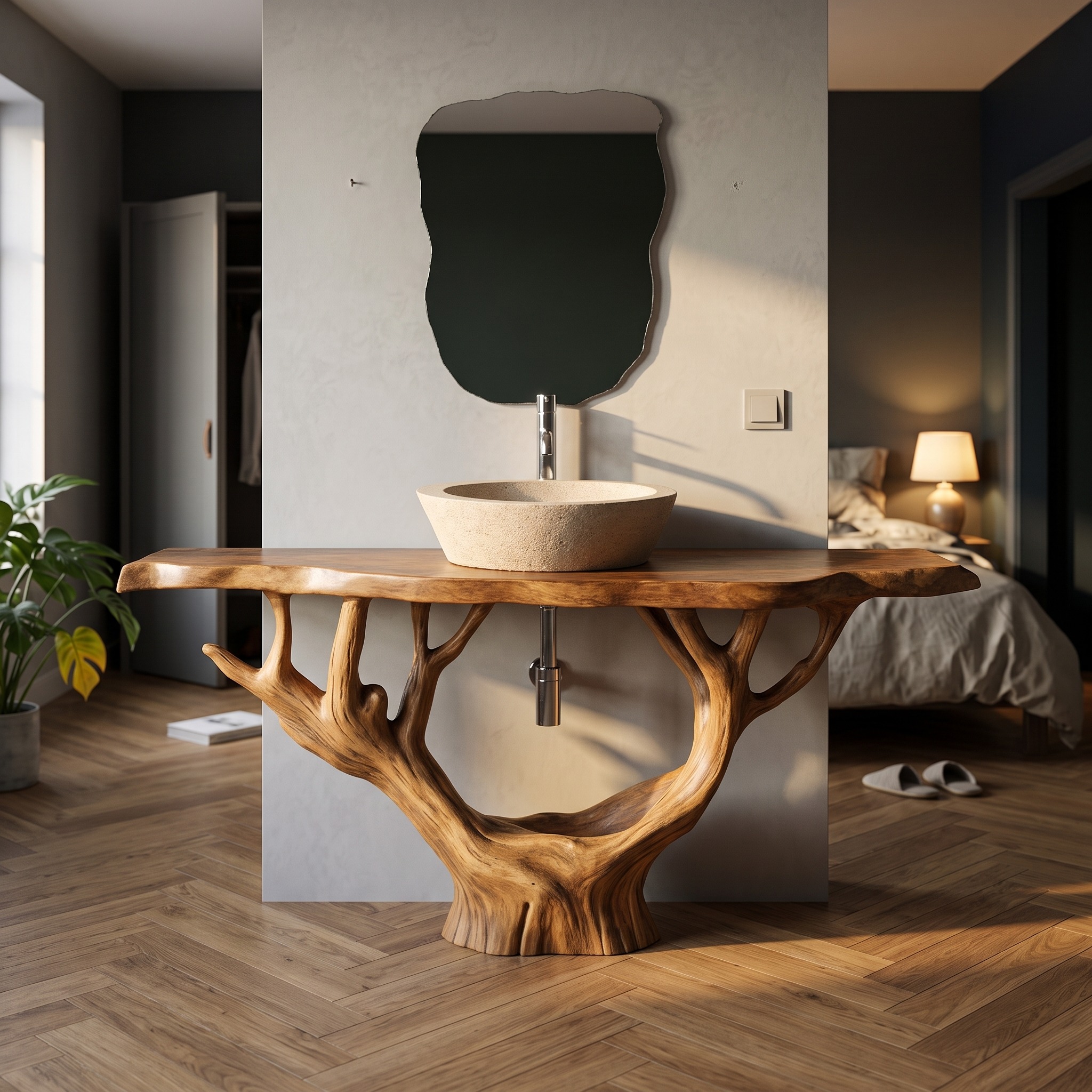 Minimalist Floating Vanity Solid Wood Design