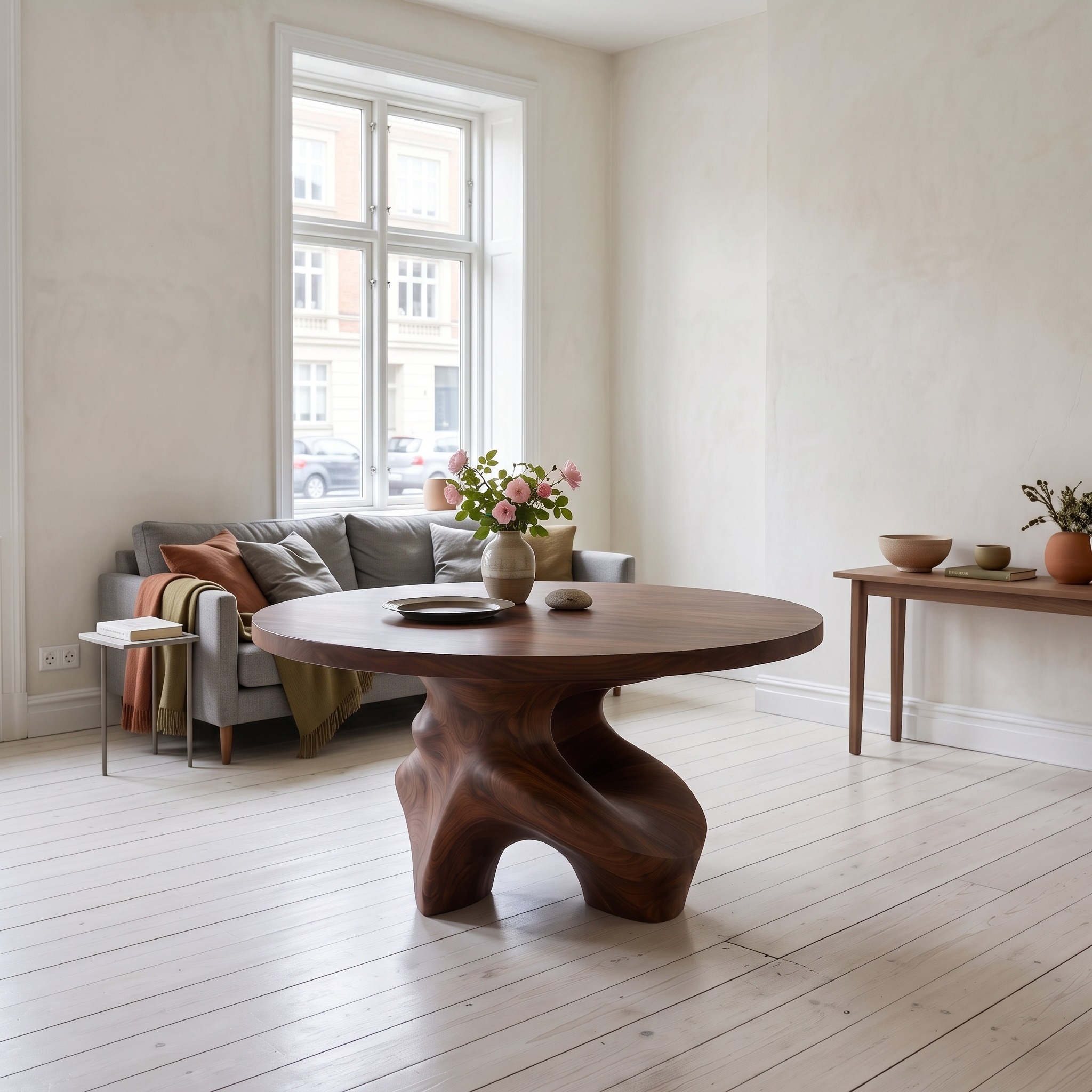 Minimalist Foyer Table Handcrafted Organic Base for Entryway