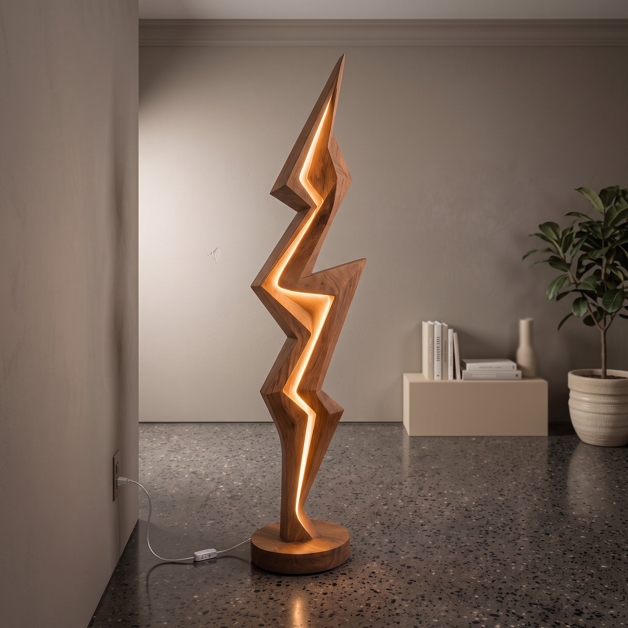 Minimalist Lightning Bolt Lamp for Modern Interior