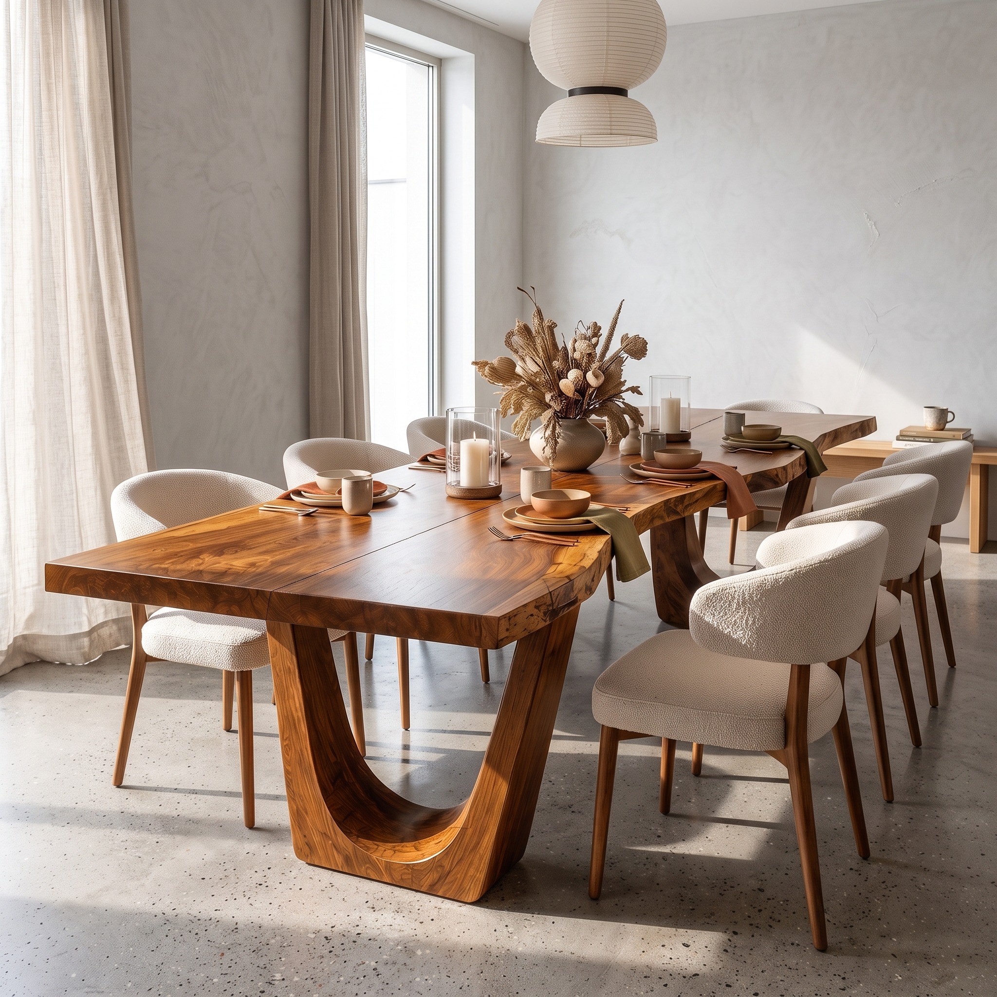 Minimalist Live Edge Dining Table with Simple Natural Form for Dining Room
