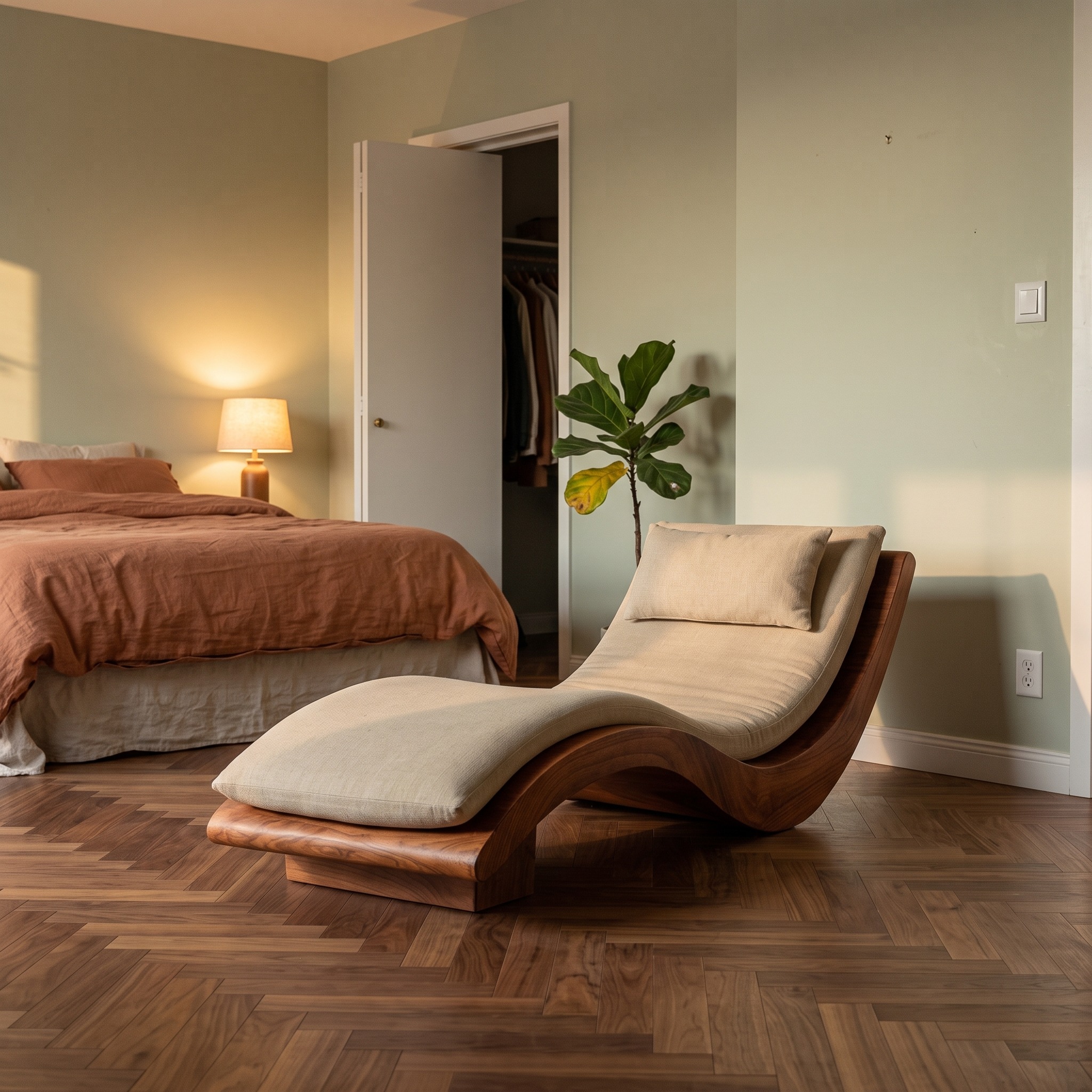 Minimalist Natural Wood Lounge Chair, Modern Timber Reading Armchair, Accent Seating for Bedroom Living Room
