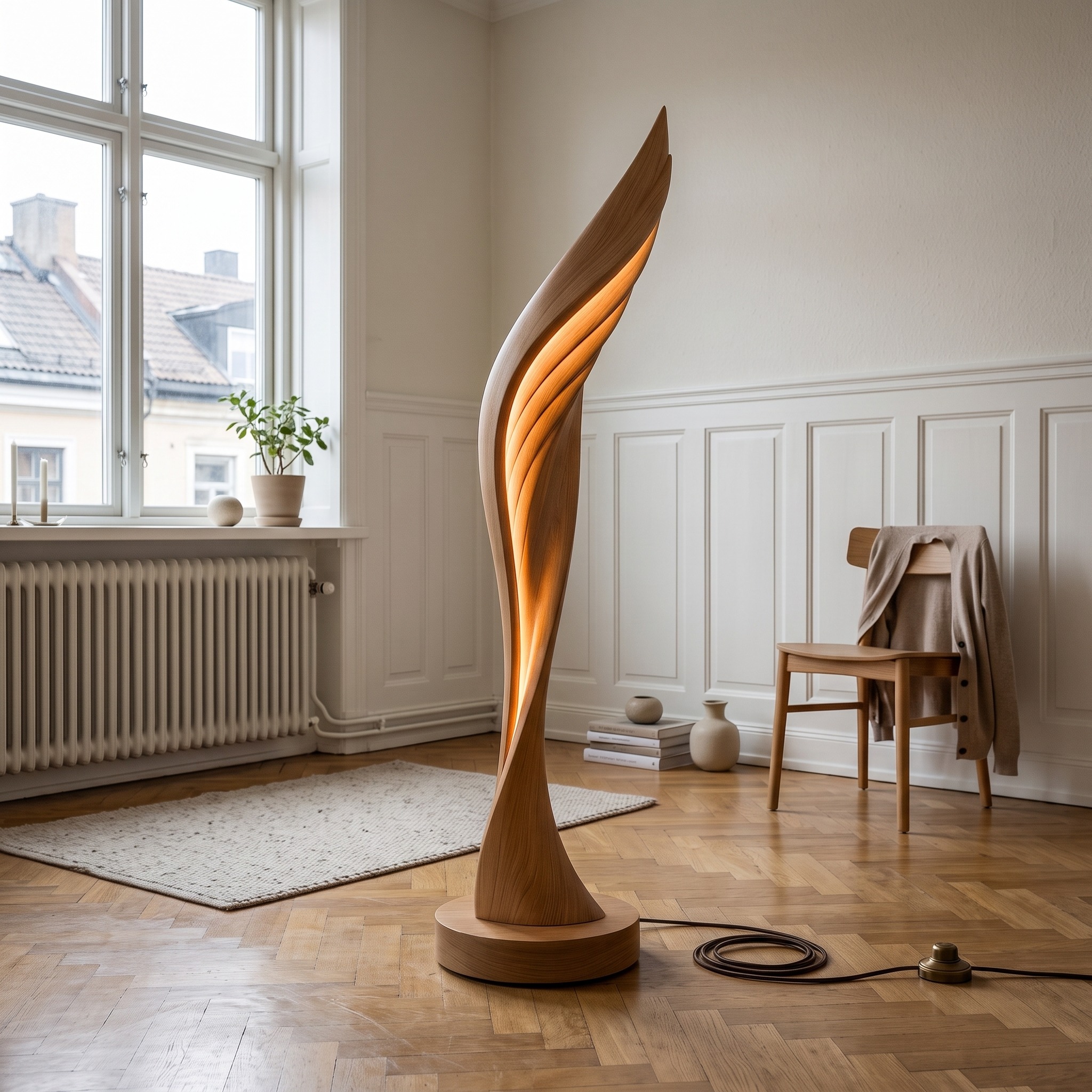 Minimalist Open Wing Floor Lamp for Contemporary Interior