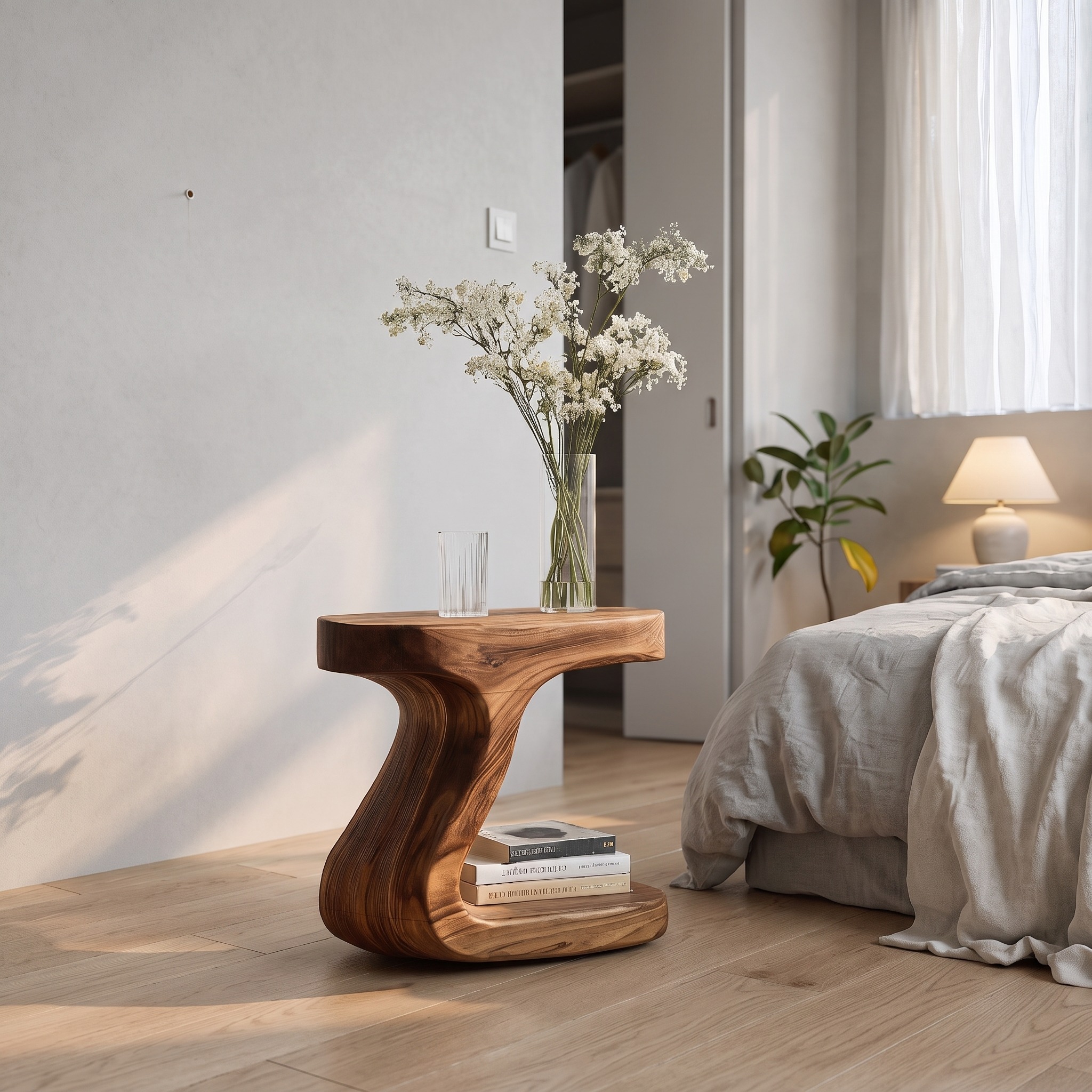 Minimalist Organic Shaped Nightstand for Bedroom