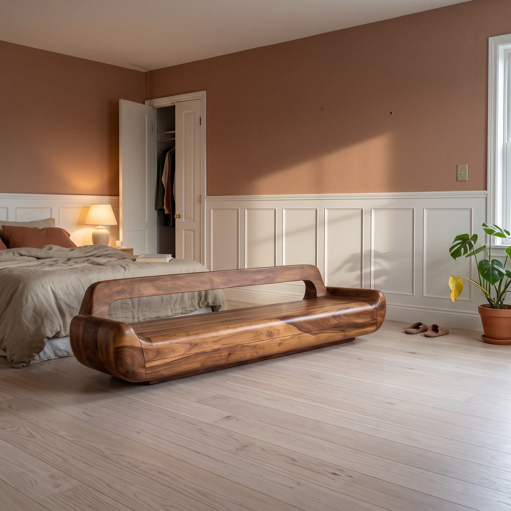 Minimalist Organic Sofa Frame, Low Profile Solid Wood Couch Frame for Modern Living Room Decor