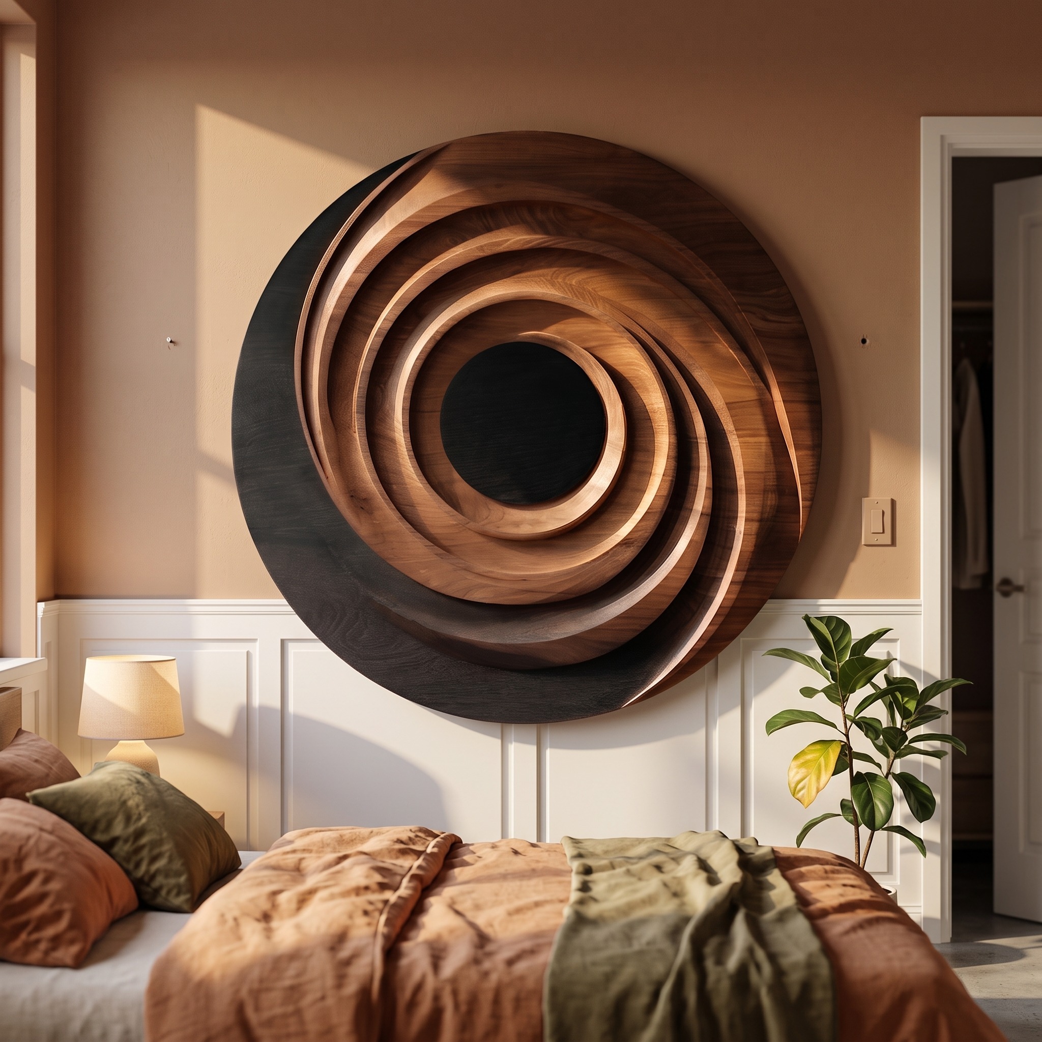 Minimalist Organic Wood Wall Decor, Handcrafted Abstract Wooden Sculpture Panel for Hallway and Entryway Gallery Wall Accent