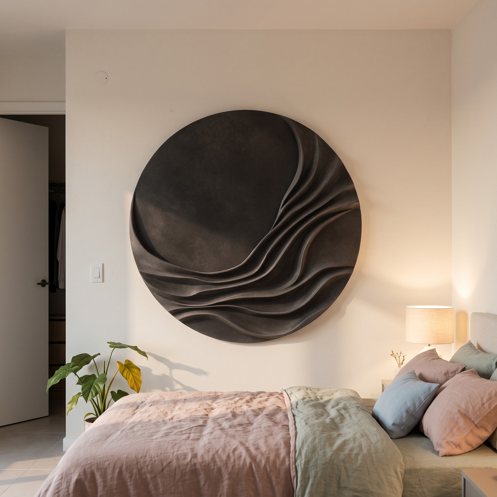 Minimalist Organic Wood Wall Sculpture, Modern 3D Abstract Wall Art Decor Panel for Entryway, Foyer, Lounge