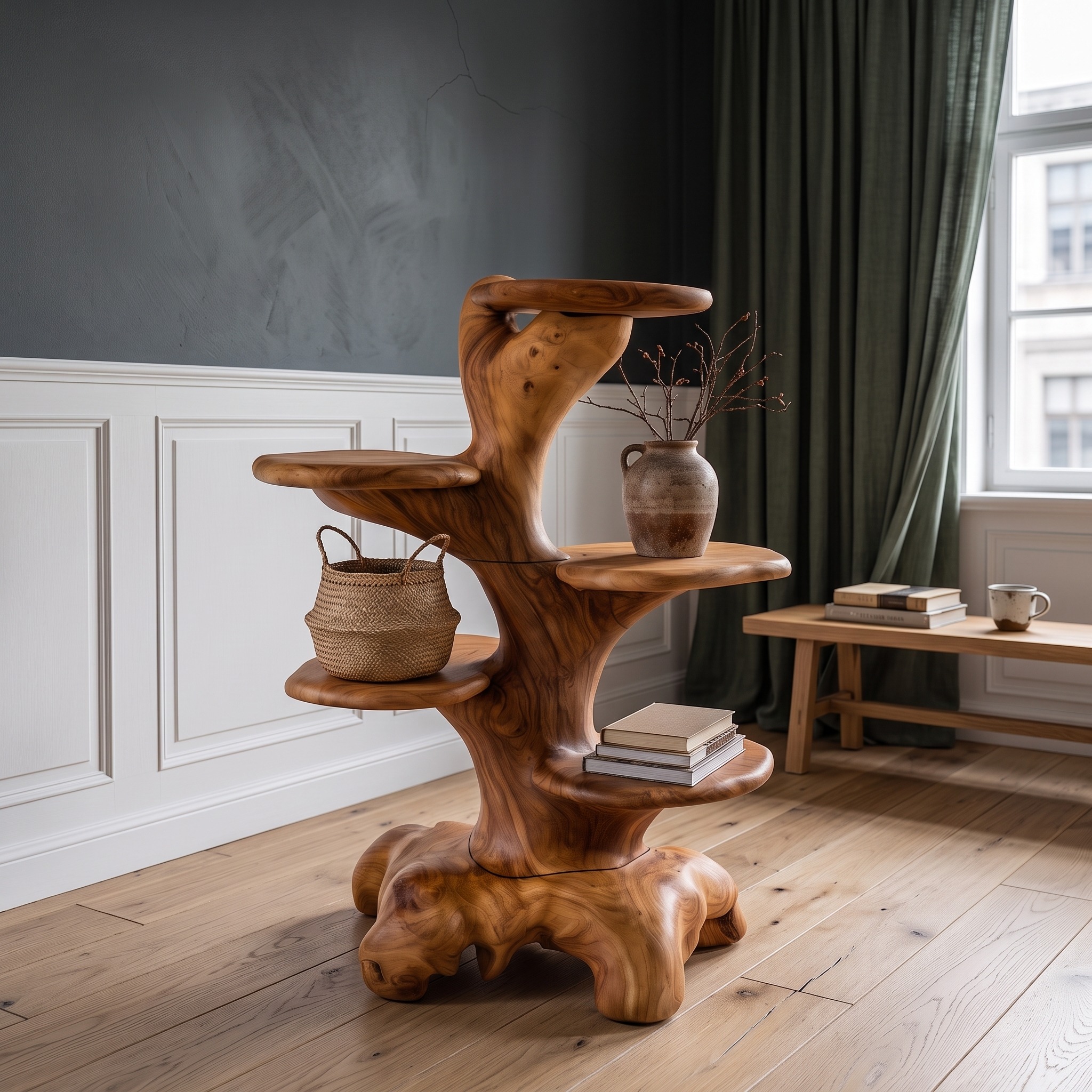 Minimalist Side Table with Integrated Storage for Living Room