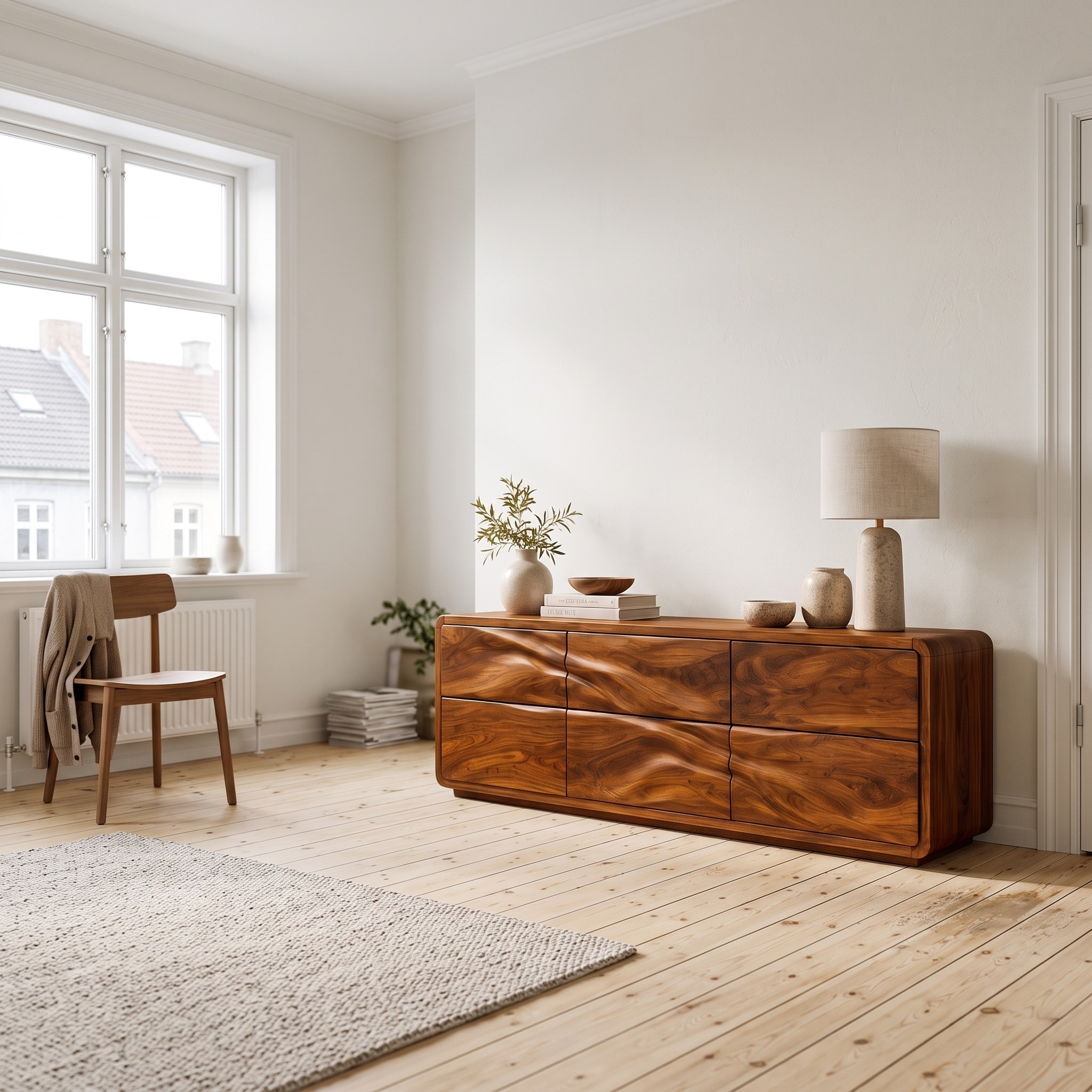 Minimalist Small Dresser with Clean Low Profile Frame for Bedroom