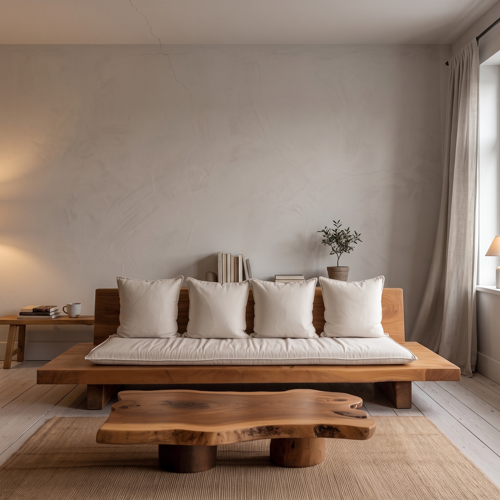 Minimalist Solid Wood Sofa for Living Room or Studio