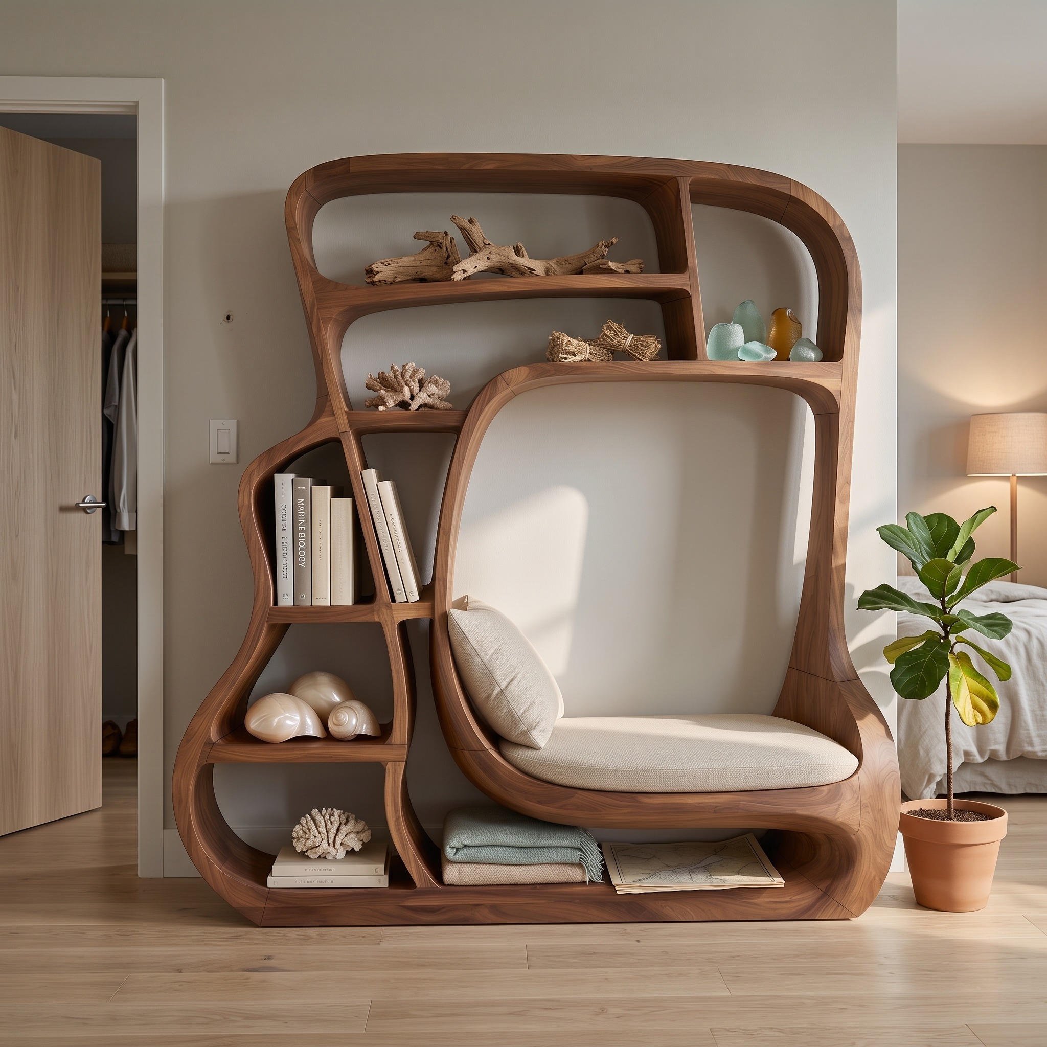 Minimalist Storage Bookcase for Modern Bedroom Interior
